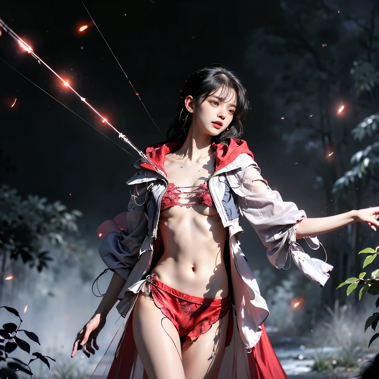 (Burning edge flame effect), Sunrise City Building, (It's photorealistic: 1.4), Wow、forestで水浴びをする人が怯えて逃げる、、Wearing a bright red lace cloak、Woman with bright red cloud tattoo all over her body、 ultra high resolution, (It's photorealistic: 1.4), Raw photo, , Cobwebs are entangled all over the body, And a bright red spider tattoo covers the body,、High-end underwear with exposed skin can be seen through、ecstatic face, (eyes are black), small breastidi hair), (cloud: 1. 5), Spiders spreading their legs, Large cobwebs, high contrast, forest, Shadow Area, strobe lighting) soft skin, clean skin, skin texture, (Depth of the bounds written), background light, 35mm, Spiral afterimage, blur (Qianfang, Bright red spider tattoo with intertwined cobwebs from the neck to the whole body、High-end underwear with exposed skin can be seen through、ecstatic face, The cobwebs of white spider silk swirled like a cocoon, Spiral White Spider Thread Tattoo, The body of a bright red spider tattoo with intertwined cobwebs all over the body, Wearing a bright red lace cloak、throw, He chases、forest林浴をする人が怯えて逃げる, Scenes that are difficult to see: Point line light source, Sweet sensations of the world