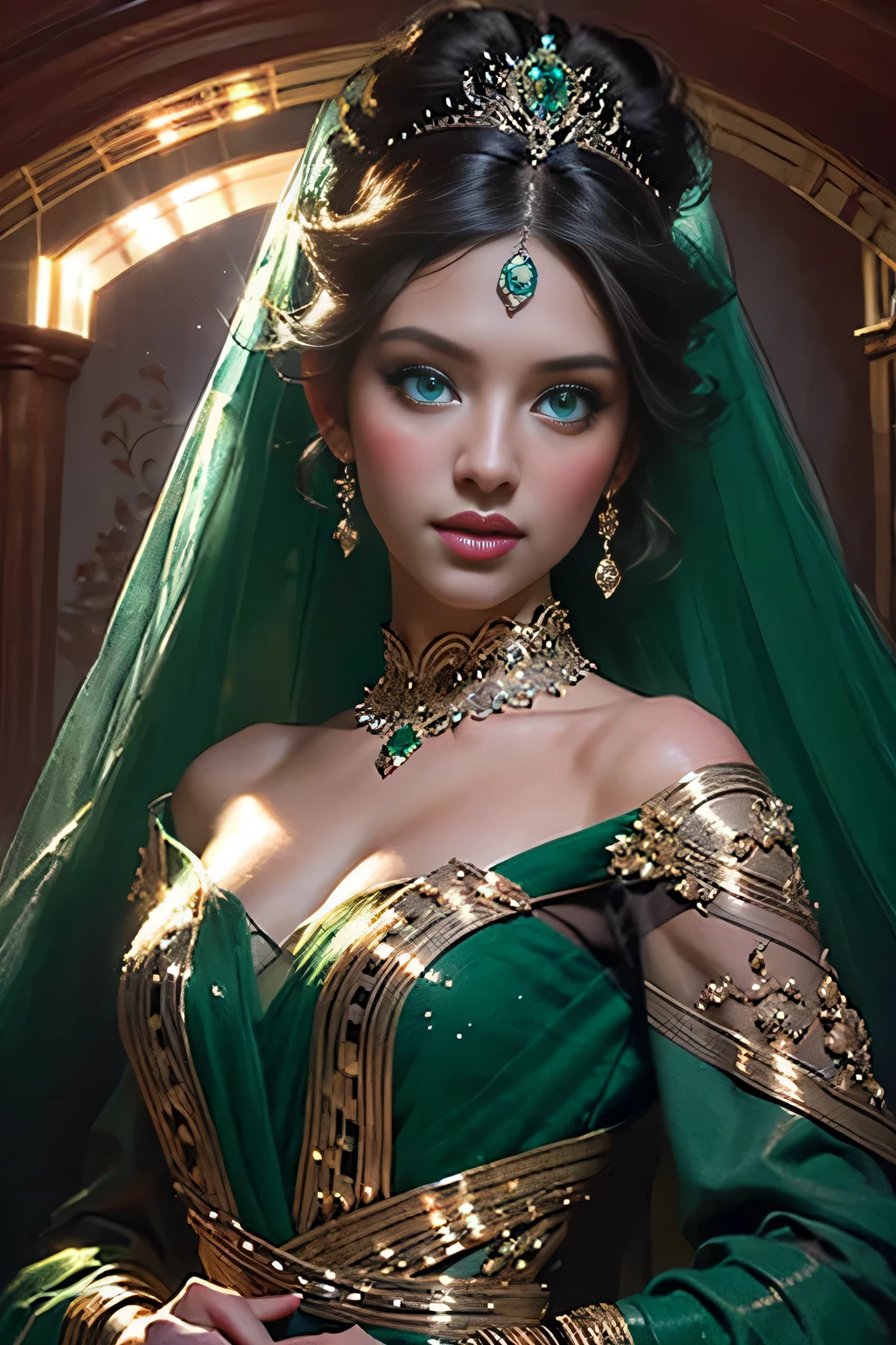 Very beautiful princess face portrait zoom sexy sexy sexy bright crystal eyes green bright hyper realistic super detailed portrait face