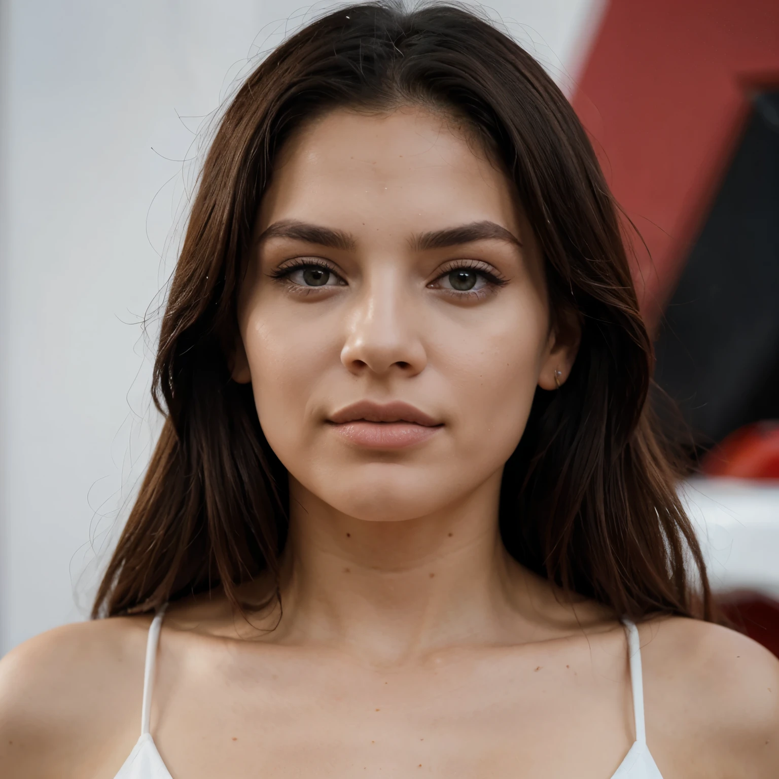 Una supermodelo delgada de piel blanca ,ojos claros y pelo negro super largo se esta desmontando de su ferrari y esta estacionada frente a la gran empresa de marketing de su fornido y elegante esposo el cual es un mafioso