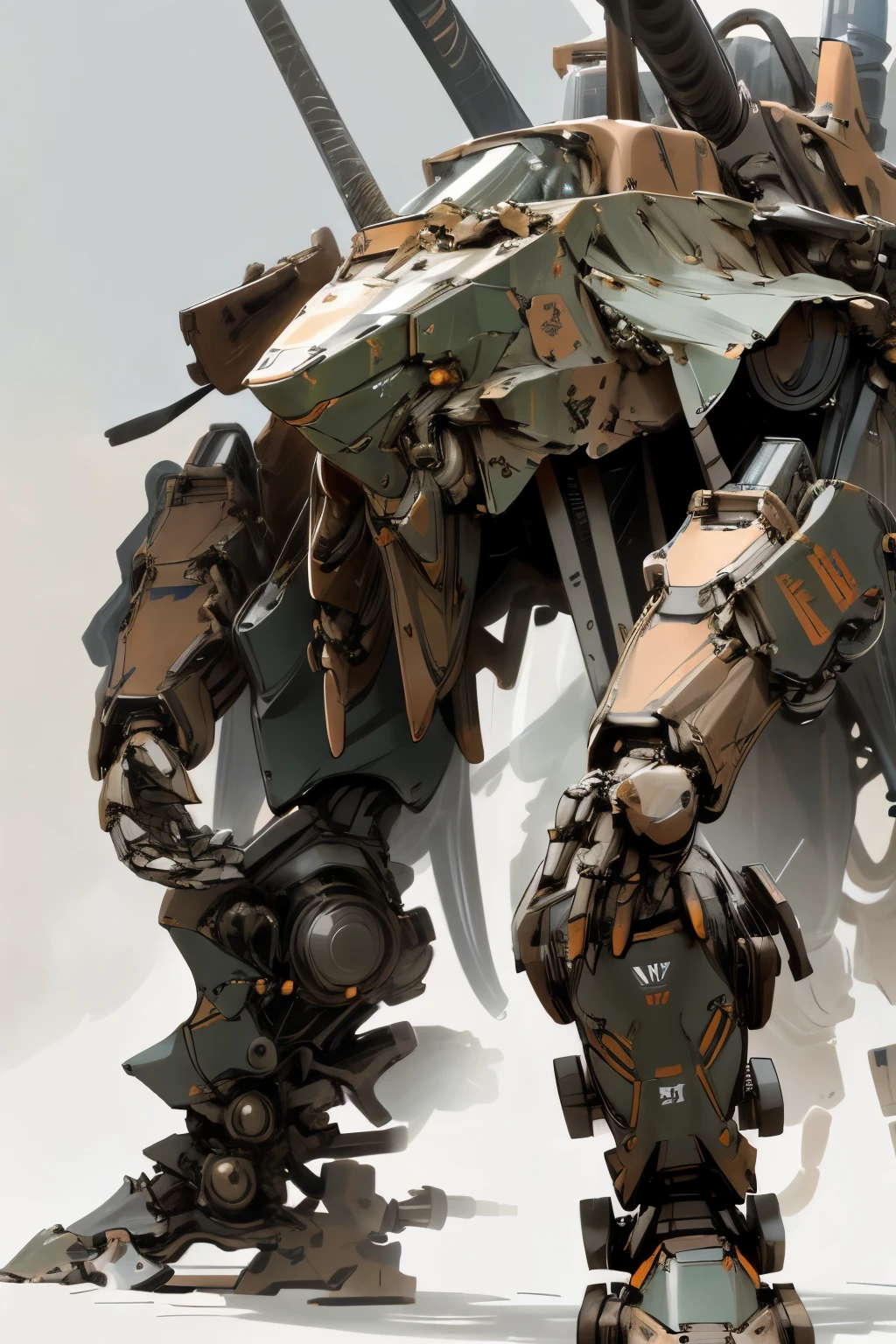 character reference:1.3, character sheet, a close up of a robot with a gun , simple background, white back ground, metal gear mech, mech concept art, mech shaped like a manatee, tank with legs, mecha animal, mech body, war robot, wolf armor mech, mech robot, mech, sci-fi mech, battle mech, mech robot futuristic, military robot, mechanized art concept, Armored Trooper