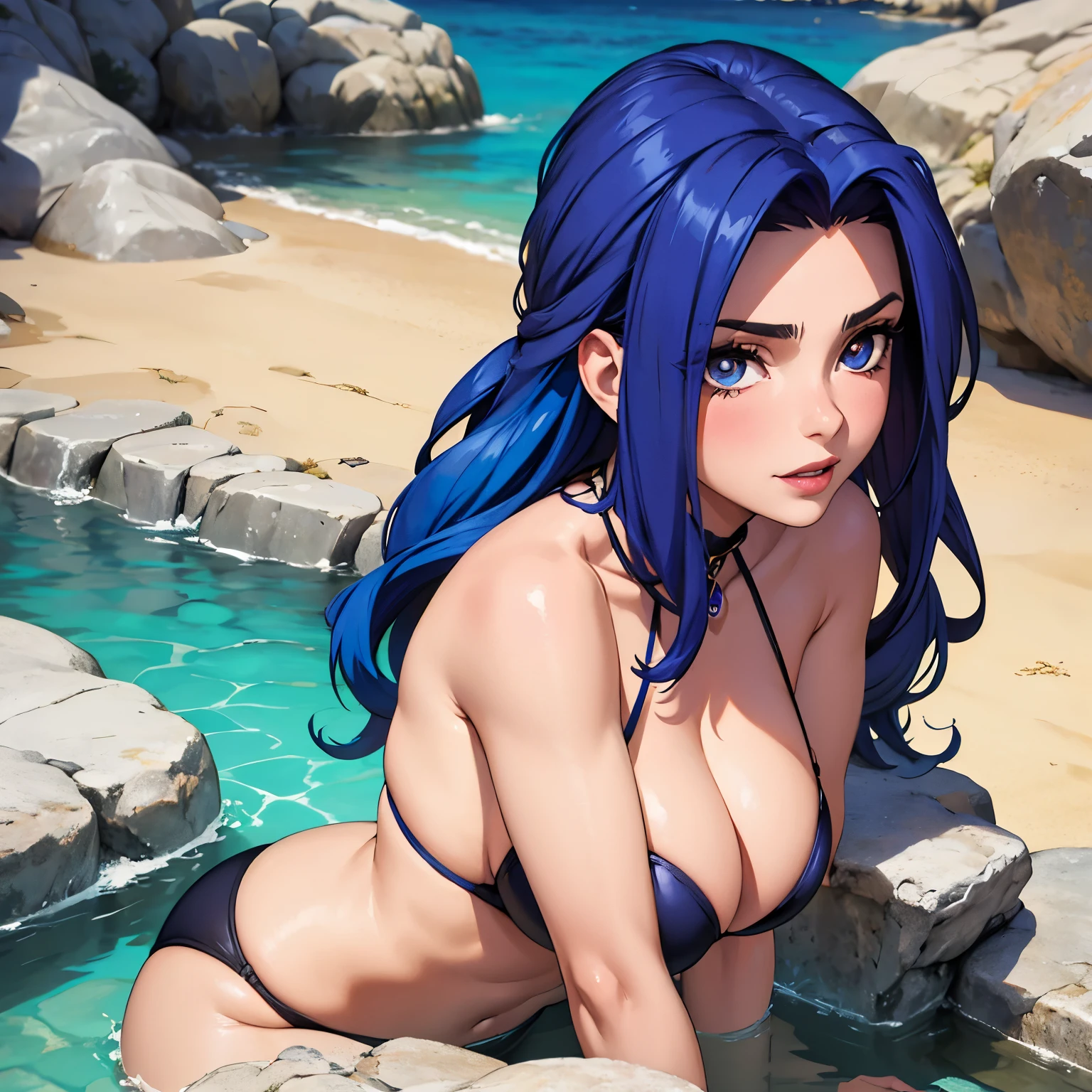 Malty S. Melromarc. hermosa mujer 21. years bright blue hair. piel clara. ojos azules . pechos muy grandes. gotas de agua en sus pechos. bikini violeta. detallado. cuerpo completo. pechos grandes. gotas de agua en su cuerpo bikini violeta. sonrisa. pechos muy grandes gotas de agua en su cuerpo pechos enormes pechos grandes resaltados bikini violeta. cabello azul brillante. cabello Azul brillante