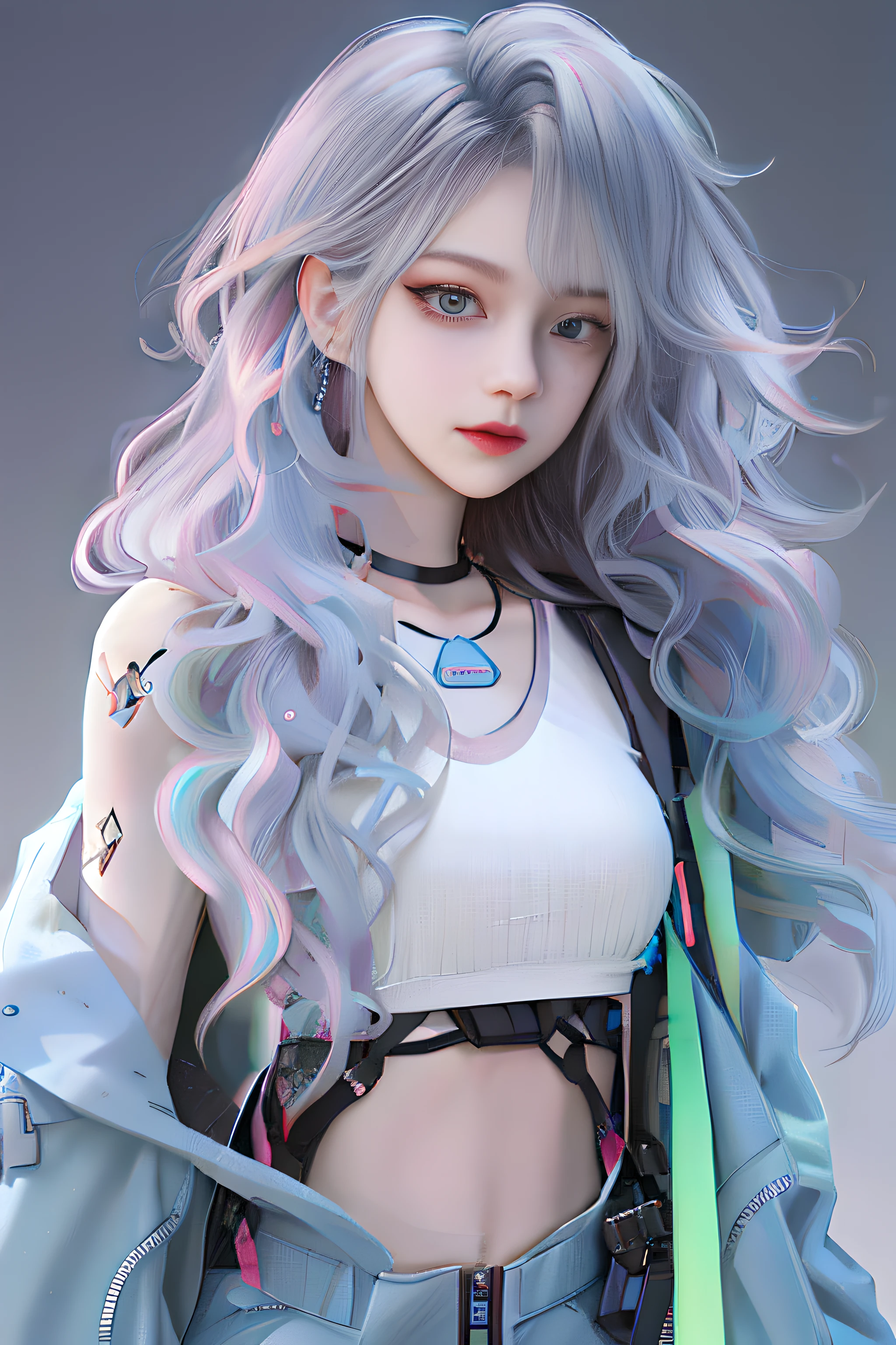 a close up of a woman with long hair wearing a jacket, anime styled 3d, Anime style. 8K, Realistic anime 3 D style, Guviz-style artwork, High quality detailed art in 8K, inspired by Yanjun Cheng, photorealistic anime girl rendering, trending on cgstation, Guviz, anime styled digital art