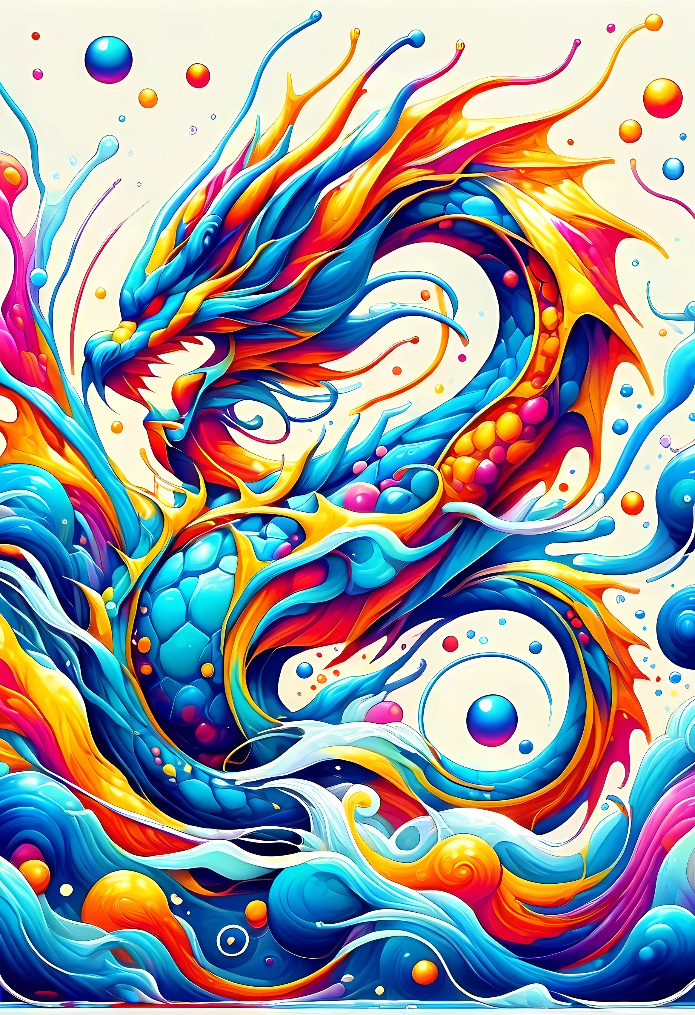 fall设计，fluid abstract form，dragon图案，sporty，vitality，abstract lines，shape，liquidity，dragon图案融入，complex，Hobbies，Palette，fall新鲜感，dragon神秘感，stroke style，fall流动，splash，vitality，expressiveness，Surreal water show，transparency，Dynamic effects，rich and colorful，dynamic style，and in a moment，Spiritual landscape，fall，dragon，theme，Unique，charming，Visual experience。
