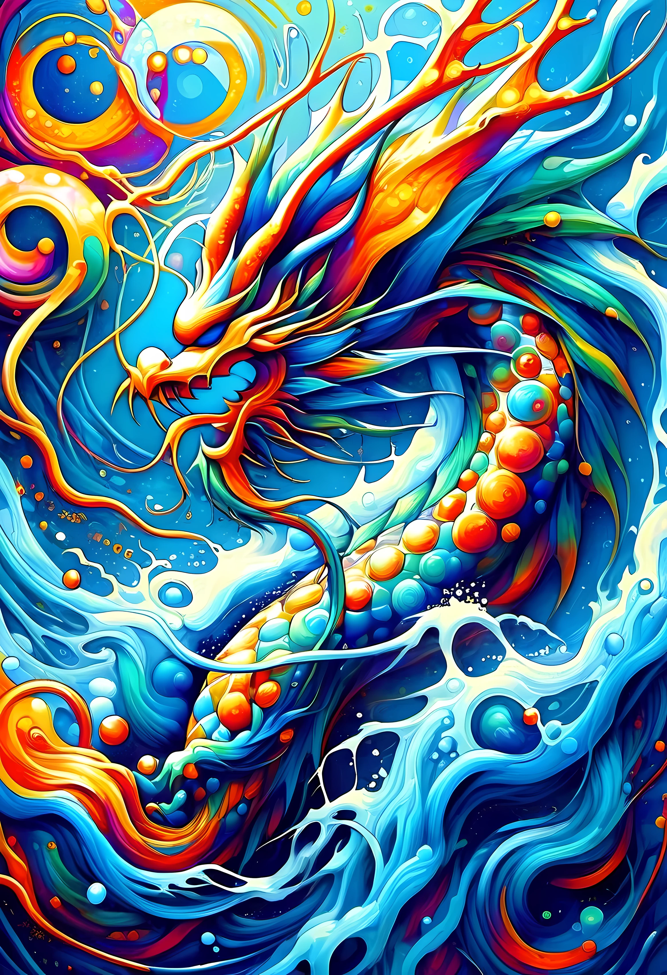 fall设计，fluid abstract form，dragon图案，sporty，vitality，abstract lines，shape，liquidity，dragon图案融入，complex，Hobbies，Palette，fall新鲜感，dragon神秘感，stroke style，fall流动，splash，vitality，expressiveness，Surreal water show，transparency，Dynamic effects，rich and colorful，dynamic style，and in a moment，Spiritual landscape，fall，dragon，theme，Unique，charming，Visual experience。
