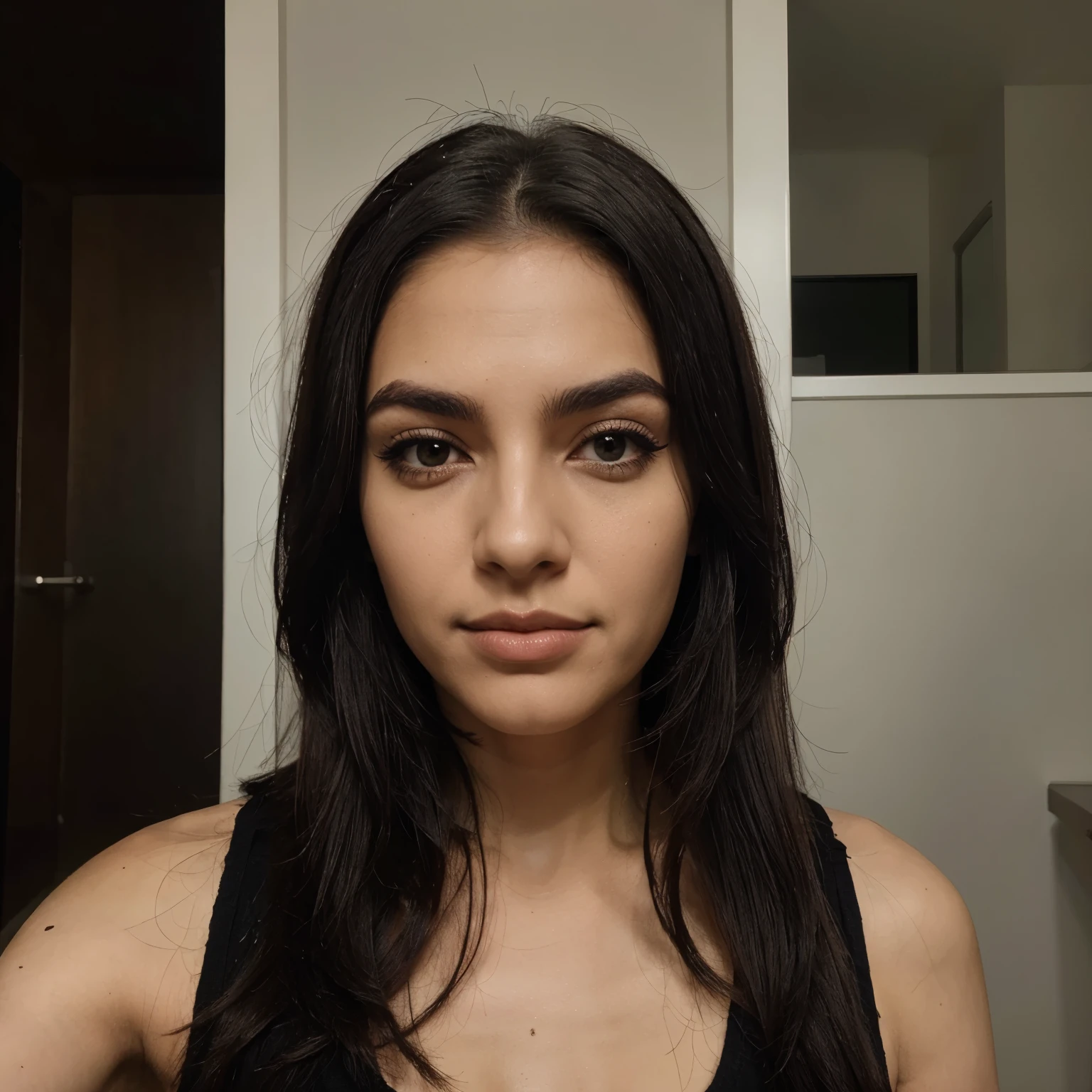 Pardo, cabelo preto, Medium eyebrow ,olho um pouco puxado,