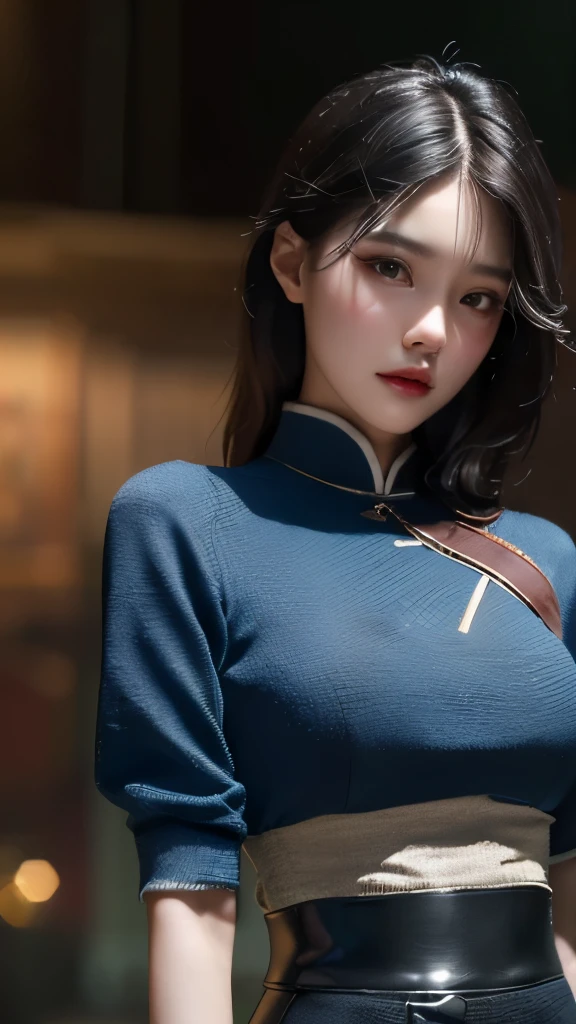 best quality, (original photo: 1.2), (masterpiece: 1.4), (actual: 1.4), (high resolution: 1.4), Chinese actress Guli Nazha, depth of field, intricate details, 8k, Very detailed, perfect lighting, epic background, big bust 1.3, The clothes are messy, shattered, The whole body is soaked