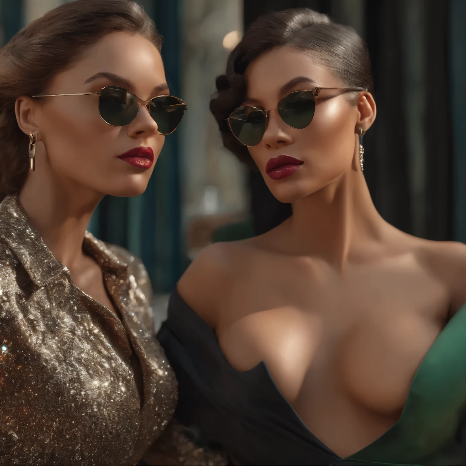 create an image demonstrating the style of ((Chic Modernist)) style, hyper realism, 8k high definition, vibrant colors, sharp focus, insanely detailed, enormous Tits