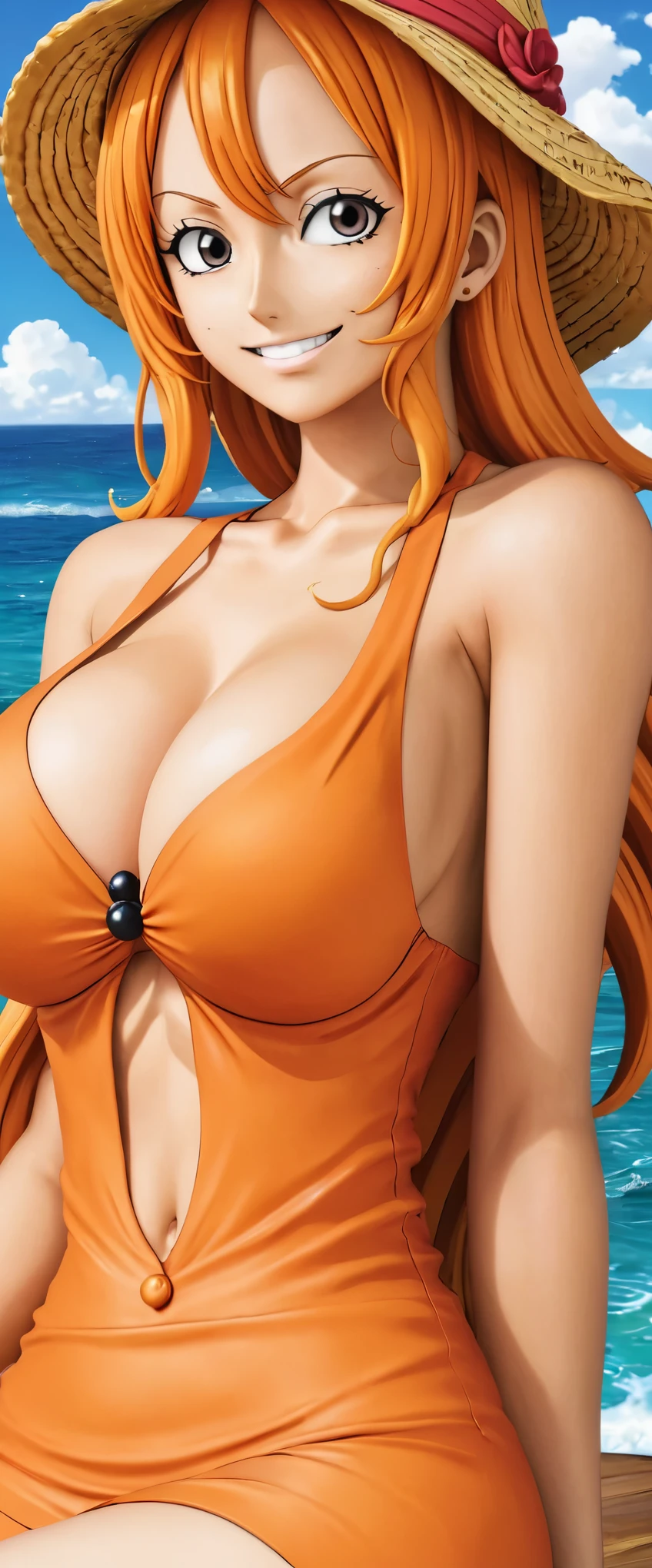 Nami one piece serie de anime pelo naranja tetas grandes rico culo linda cara que este desnuda y se le vea toda la cuca rosadita