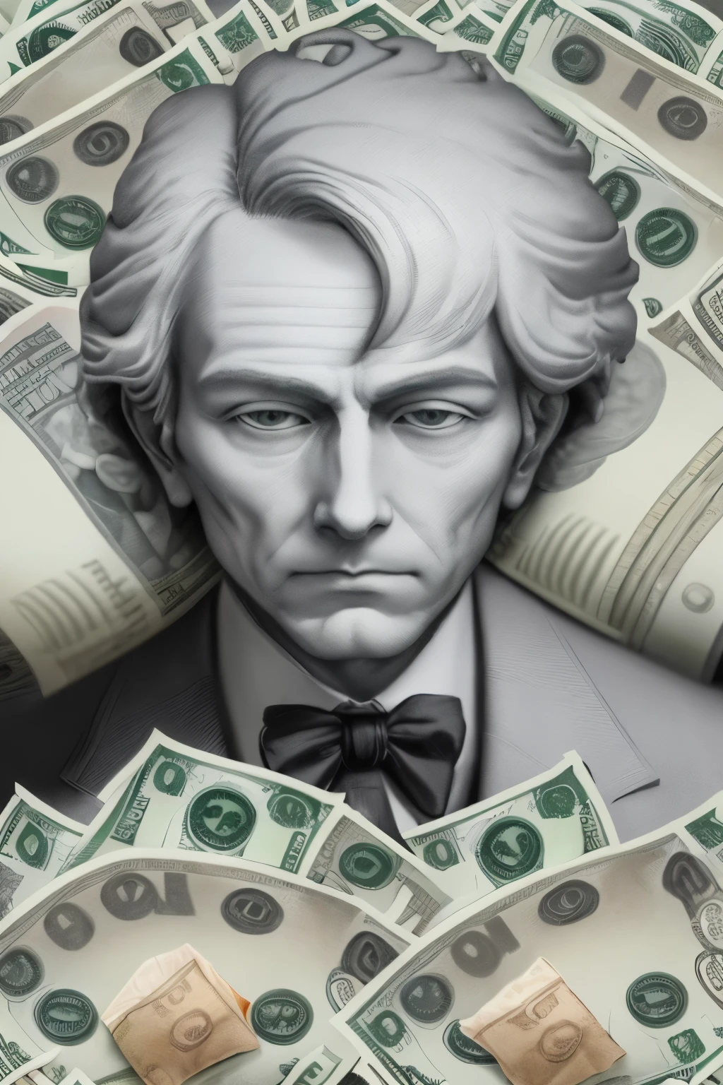 create a brain that is making money or has money on his mind make sure you show a $100 us bill in the image