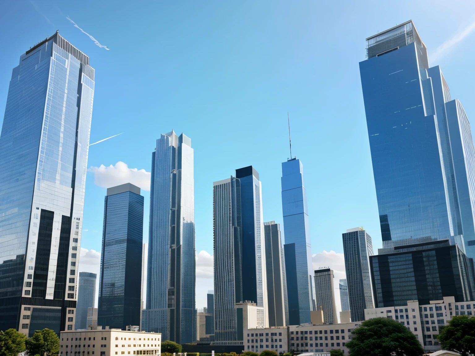 There are tall buildings lined up like a wall.,, high resolution images,realistically