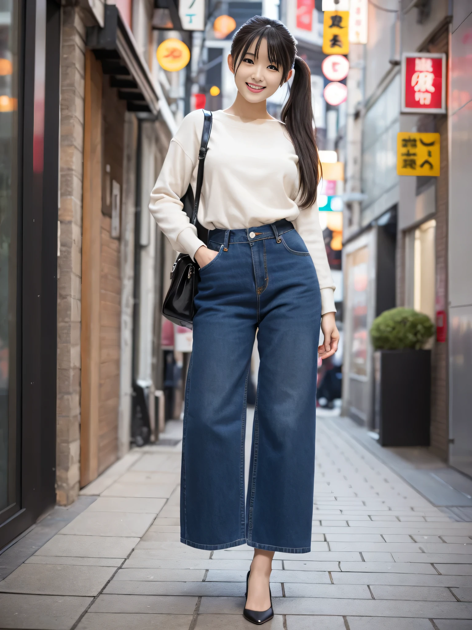 japanese woman ２３Age: Perfect beauty. Real ponytail. C cup. Tall body. Perfect proportions. Top quality. Posing for a photo in Tokyo with a smile.