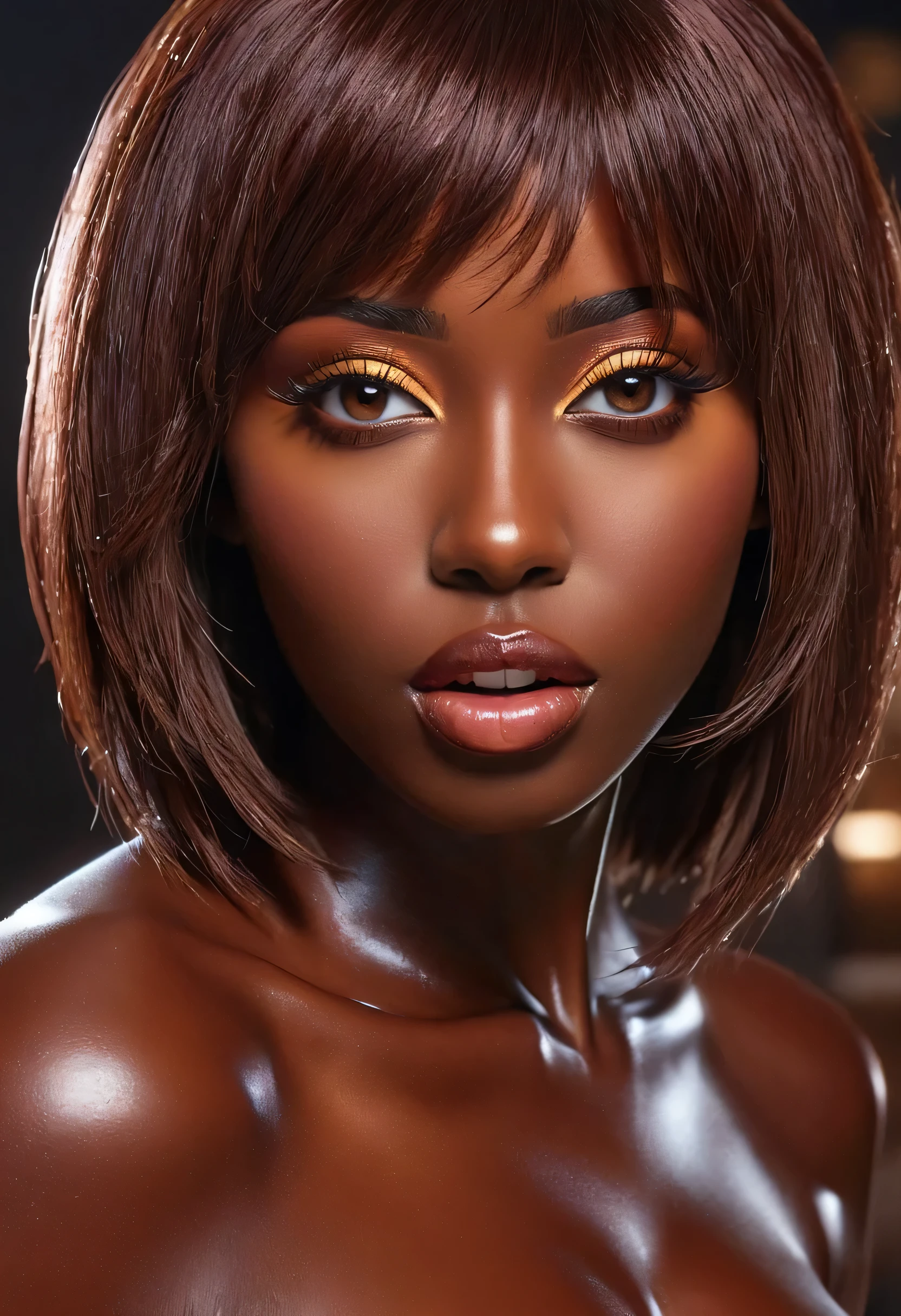 create an image demonstrating the style of ((Choco Girl)) style, hyper realism, 8k high definition, vibrant colors, sharp focus, insanely detailed, enormous tits