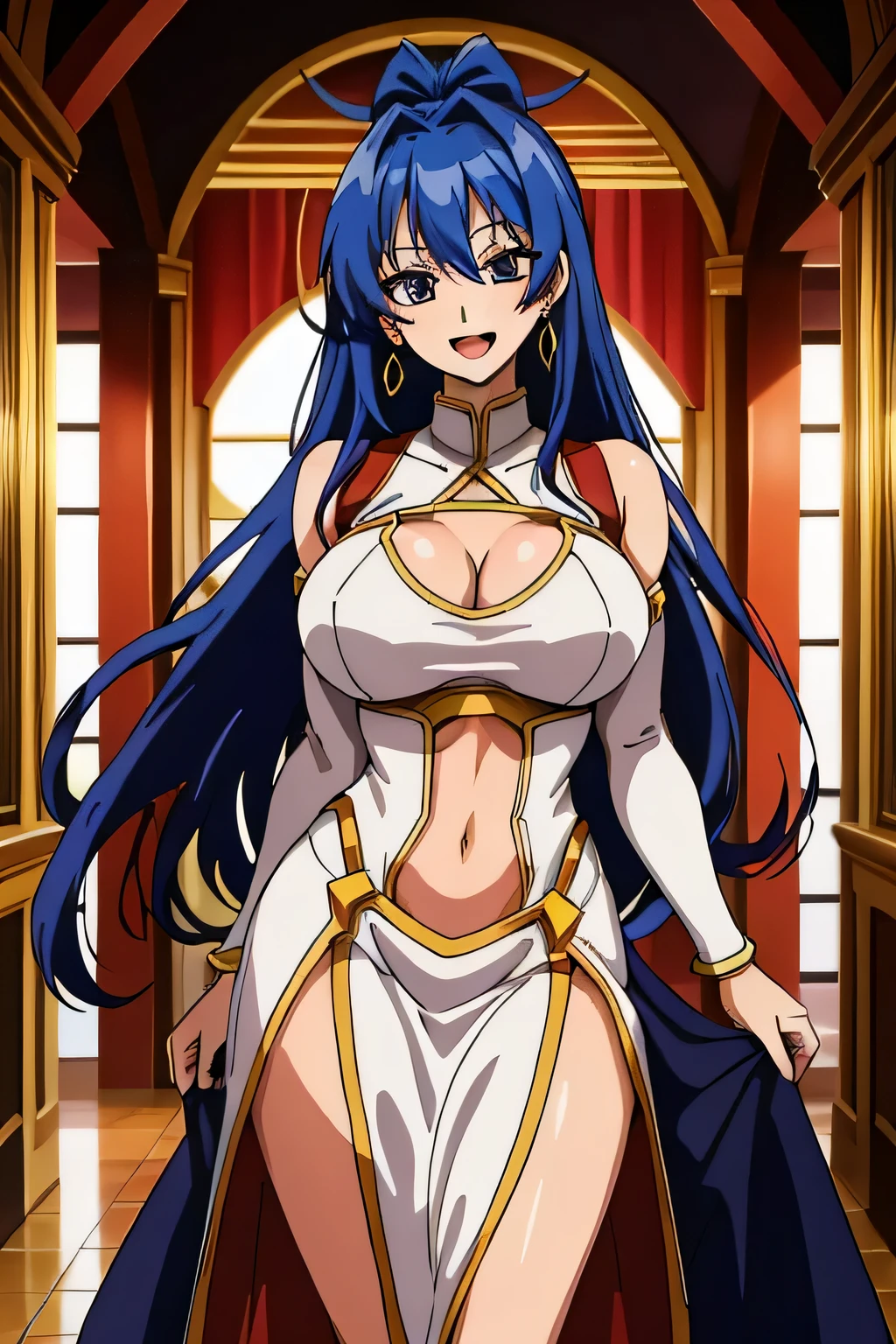 b4ttl3, masterpiece, best quality, highly detailed, a anime girls in long dress with navel cutout posing for a
picture, evil smile, smile, open mouth, (nsfw) not safe for work, revealing dress, beautiful dress center
opening , long dress with bellybutton showing, ecchi anime style, anime girls, ecchi style, ecchi, digital
anime art!!, in anime style, official artwork, visual novel cg, beautiful anime girl, anime style 4 k, exposed
navel, exposed bellybutton, jewelry, earrings, complex detailed background, casino environment, fancy
interior environment, rich interior