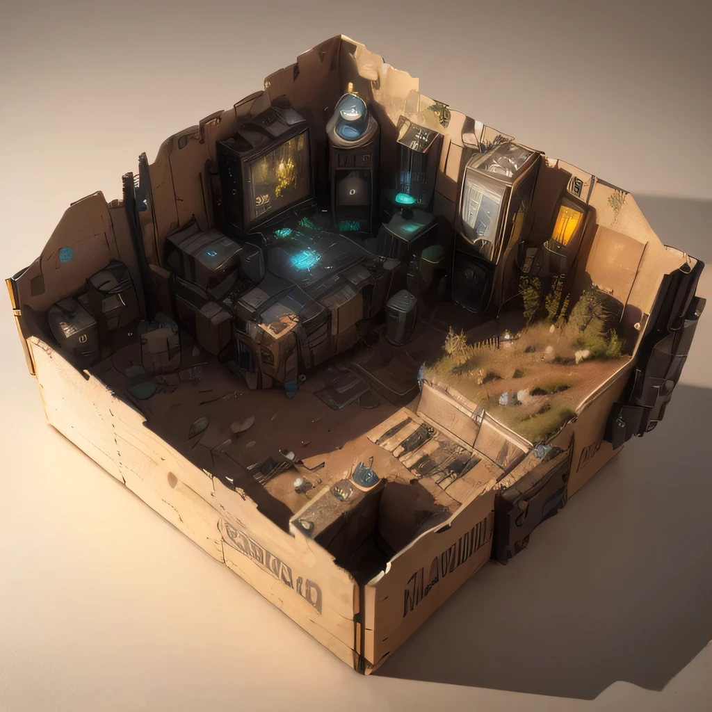 3598年Mars realistic model, (bifurcation, original photo, best quality, masterpiece:1.4),SteampunkCyberpunk6820 City,(CyberpunkMars light:1.3), Mars (related to land),(in a small nature box:1.3),Isometric, small nature, landscape on foundation,landscape,