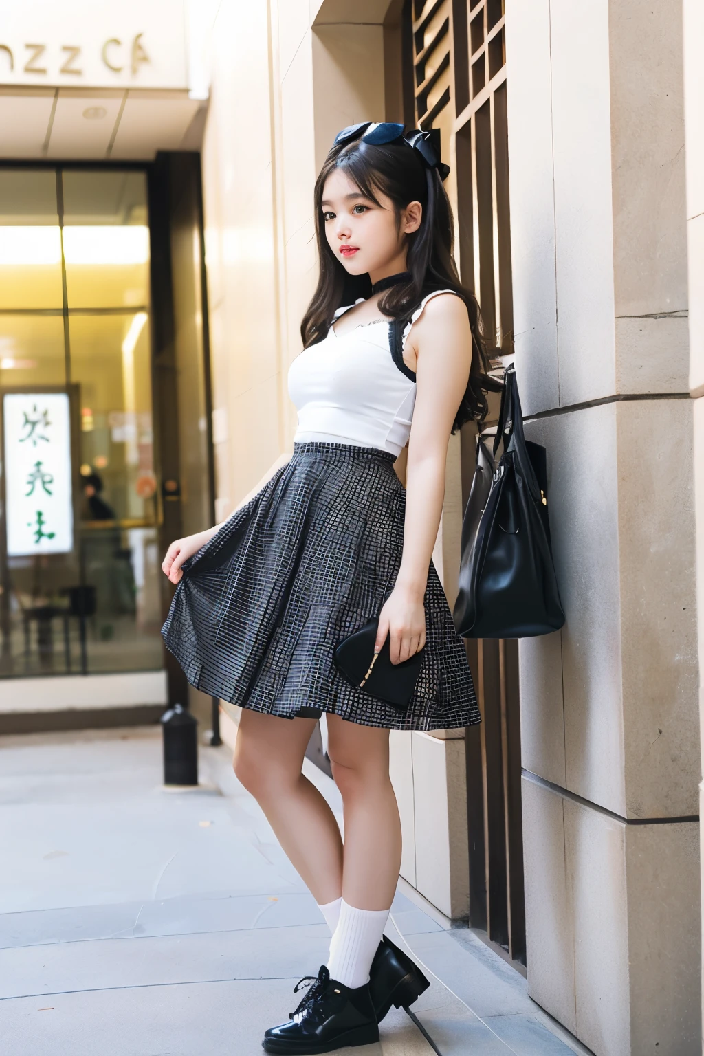 -facel Lolita Flare Skirt Fluttering Skirt Below-Knee Skirt Long Full Body No Bra B Cup