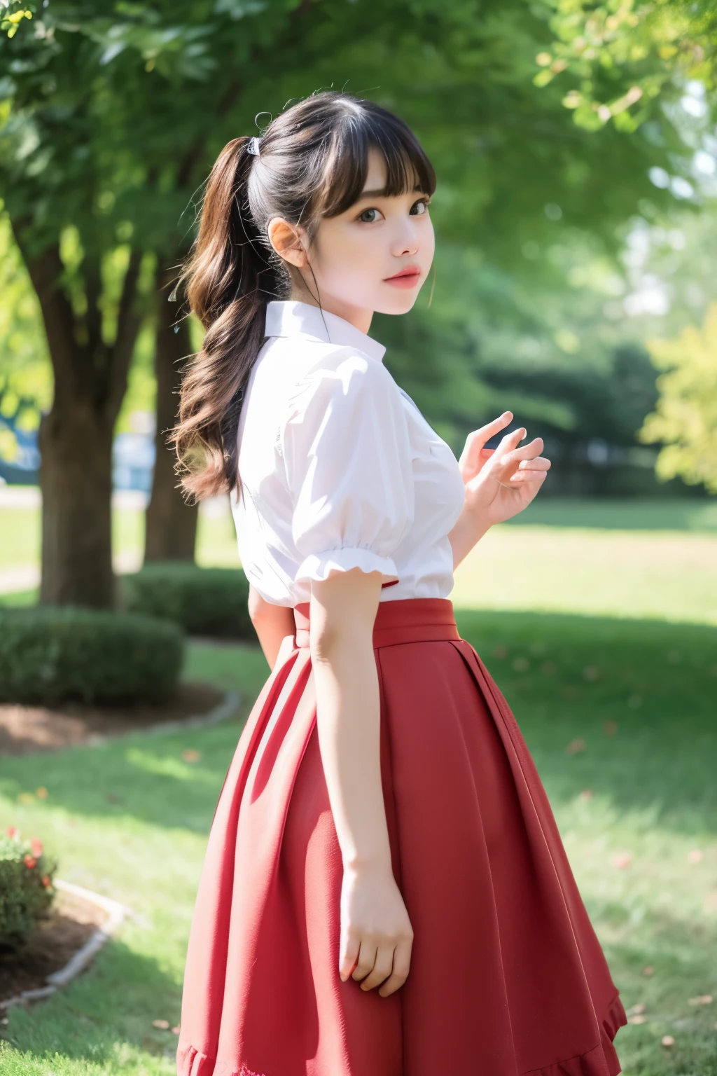 lolita {flare skirt fluttering skirt} Long skirt maid whole body B cup