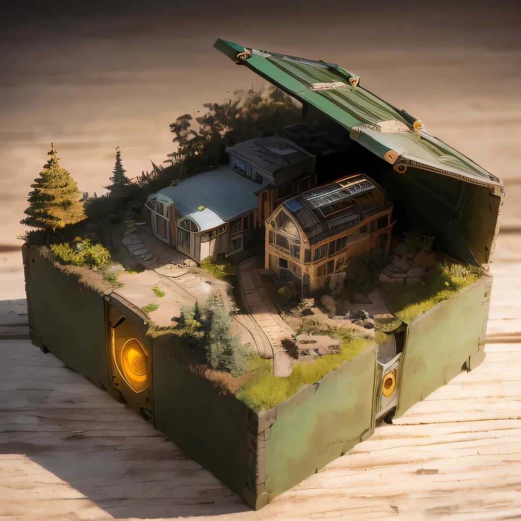 3598年Mars realistic model, (split ends, original photo, best quality, masterpiece:1.4),Steampunk Cyberpunk 6820 City,(CyberpunkMars light:1.3), Mars (related to land),(in a small nature box:1.3),Isometric, small nature, landscape on foundation,landscape,
