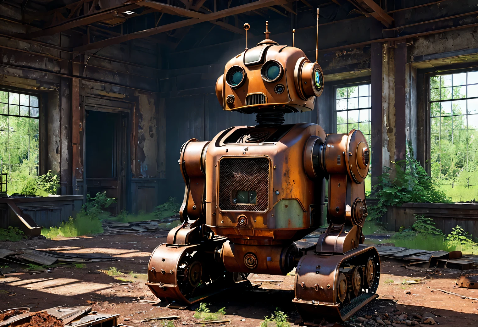 Old Wheeled Abandoned Mech is covered with rust and corrosion., old Wheeled Abandoned Mech, old abandoned and rusty Wheeled Abandoned Mech thrown into a scrap yard, Surreal sci-fi style, Unreal Engine5, Hyper-realistic sculpture of an Abandoned Mech, Realistic brush strokes, DAZ 3D, Glyphic, made of metal, Rust, Abandoned, old, destroyed by time, landfill, scrap metal, Realistic camera shooting, artistic photography, Realistic images, computer graphics, photorealistic high detail, overly detailed art of Wheeled Abandoned Mech, wheeled Abandoned Mech covered with rust and corrosion, ultra-detailed, photorealism, Ultra-realistic drawing of details, Stunningly realistic graphics, Very detailed photo, hyperrealistic render, photorealistic rendering, Highly realistic photography, landfill