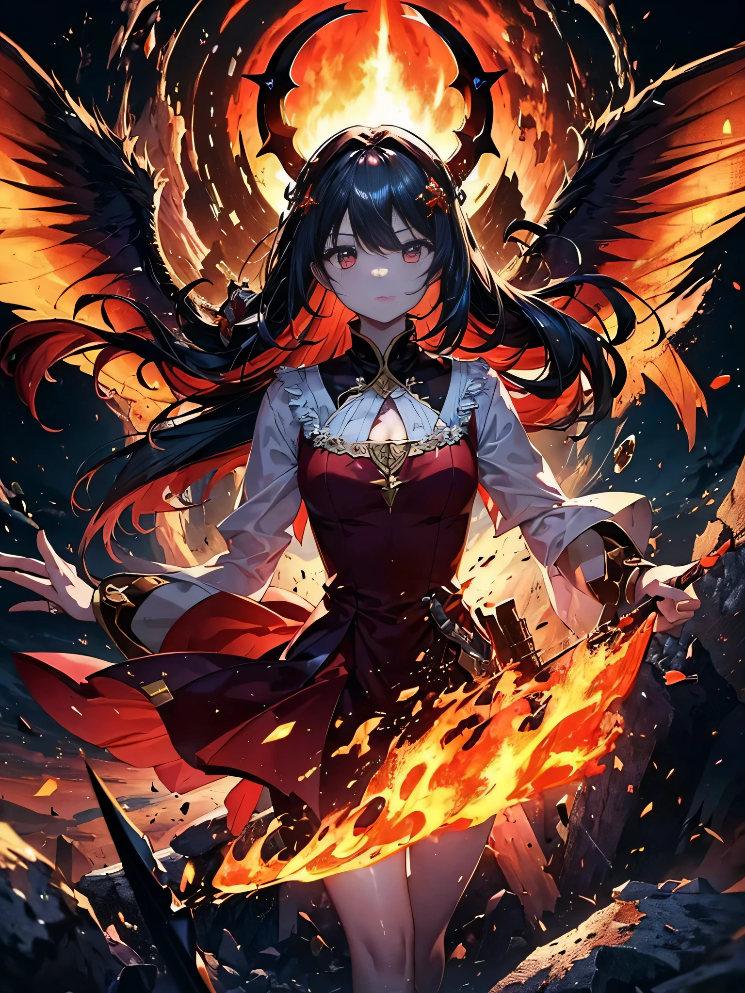 (((masterpiece)))、(((highest quality)))、((super detailed))、According to the contract、Follow me please、Overlord of Flame。come、Purification Flame、Great Sword of Flame。
	fluttershy、Fire and brimstone through Sodom。turn sinners into dust of death。『Burning sky』