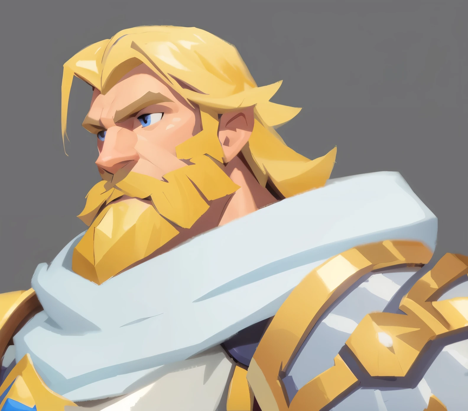 concept art, european cartoon, game character design, avatar, 1 person, paladin, paladin, solo, beard, detail, blue eyes, mature male, male focus, beard, armor, skinny, assassin, full body, blonde, fine Thin muscular, middle-aged man, strong, white cloak, shoulder armor, breastplate, standing, dark hair, holding a big sword, a huge sword