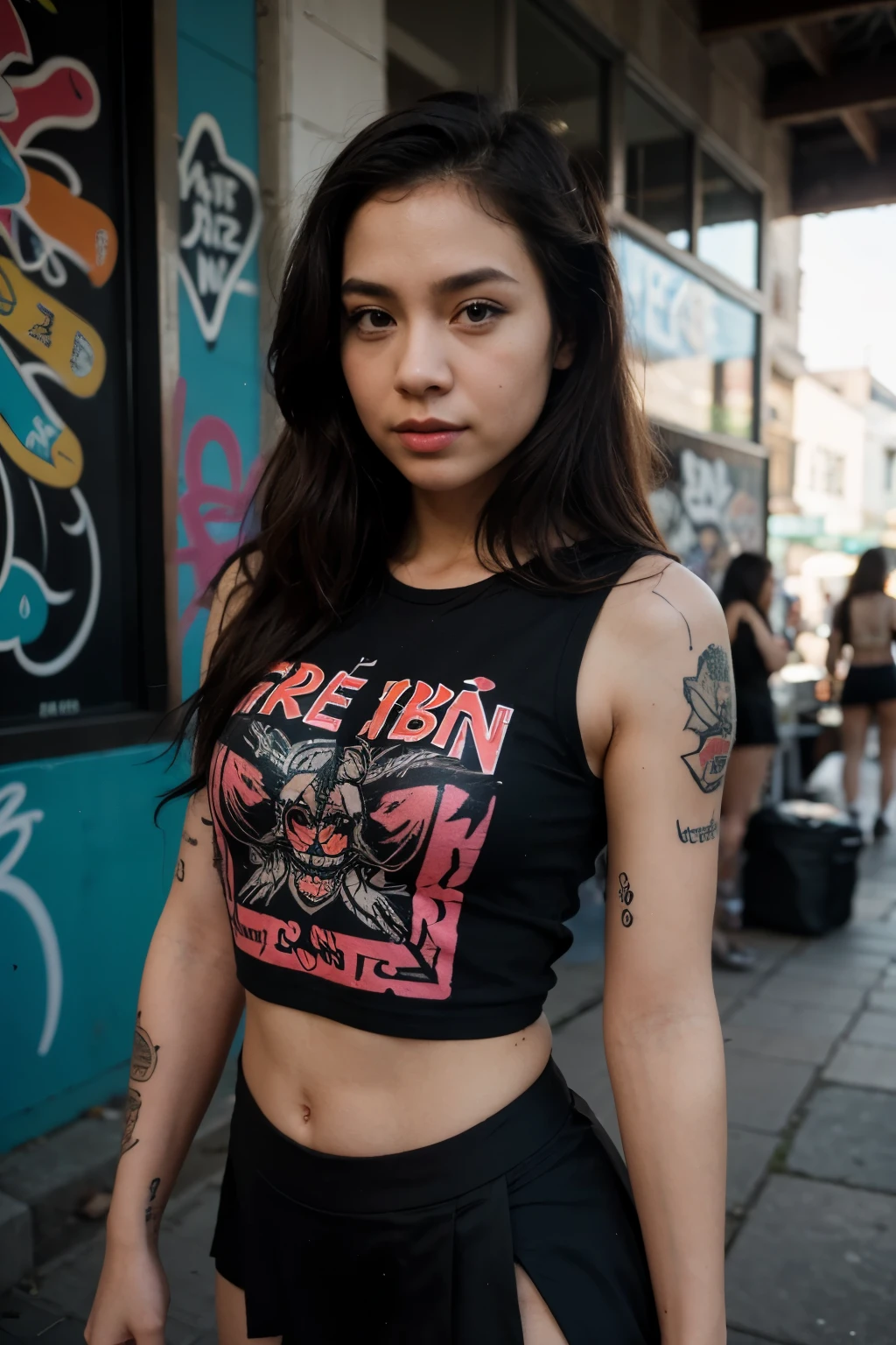 Graffiti, cartoon giant, tattoo designs, Thai fonts, colors, tattoo designs, Tiny black shirt short skirt