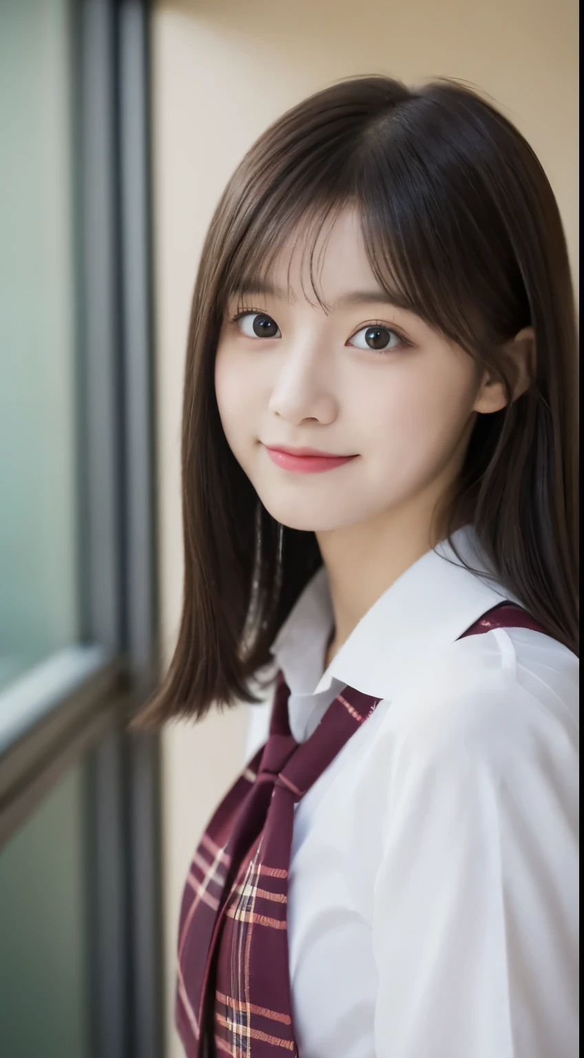 top-quality,offcial art,High Definition CG Unity 8K Wallpaper High School Girl,Very delicate beautiful,超hight resolution,(realisticlying:1.4),Golden Hour Lighting,(full body Esbian),in class room,(Platinum Shorthair:0.8),(Pretty eyes),looking at viewert,facing front,Twin-tailed hair, ssmile,JK Skirt(Plaid), bust,high-school uniform,neck tie, tmasterpiece, best qualtiy, RAW photogr, realisticlying, faces, incredibly absurd res, depth of fields, hight resolution, ultra - detailed, finedetail, Very detailed, Highly detailed eyes and faces, Sharp pupils, pupil realistic, tack sharp focus, cinmatic lighting, Idol style、Super Cute:1.2、A dark-haired、bangss、