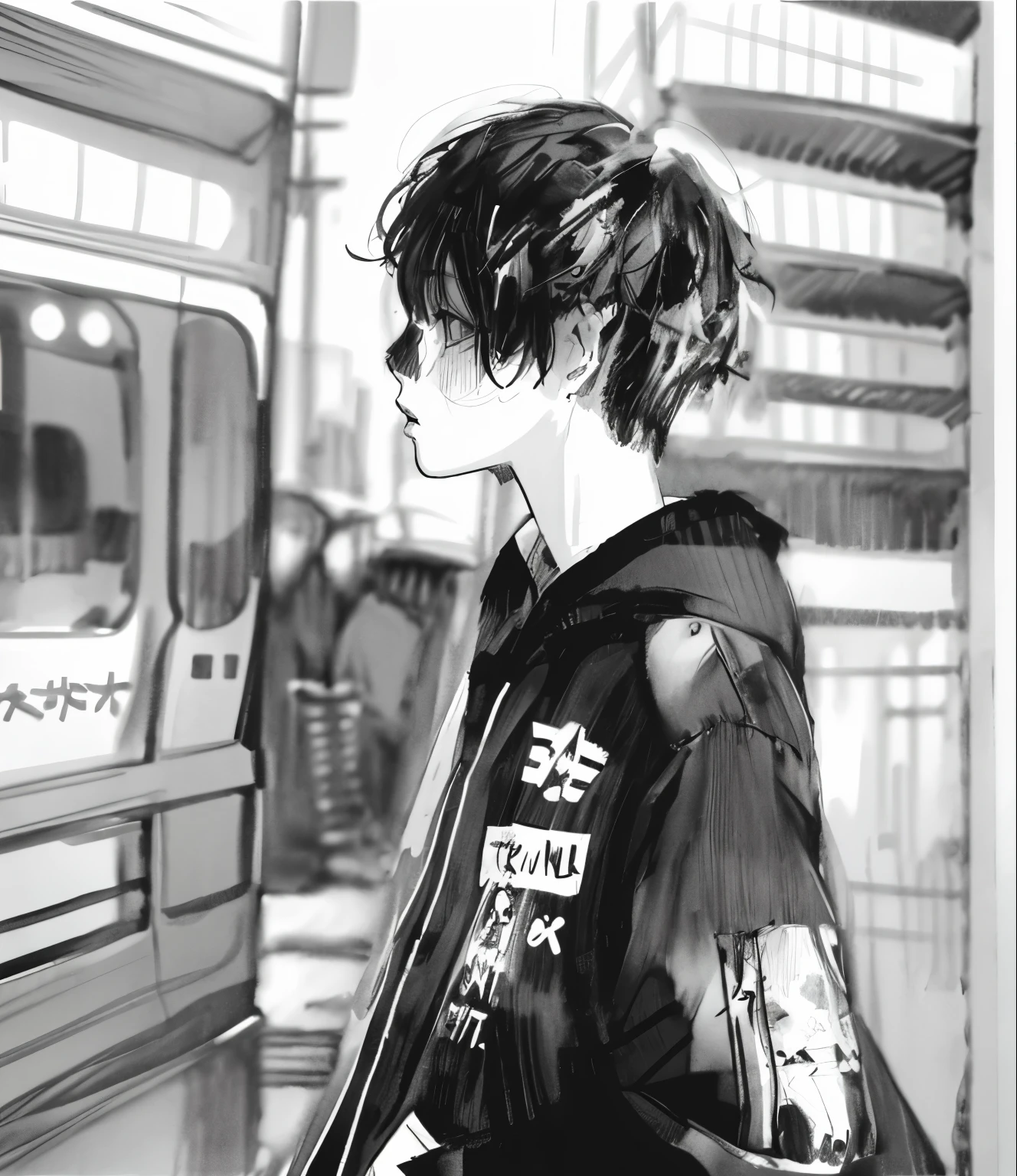 Inio Asano's illustration、High resolution、highest quality、8k、monochrome, line drawing,