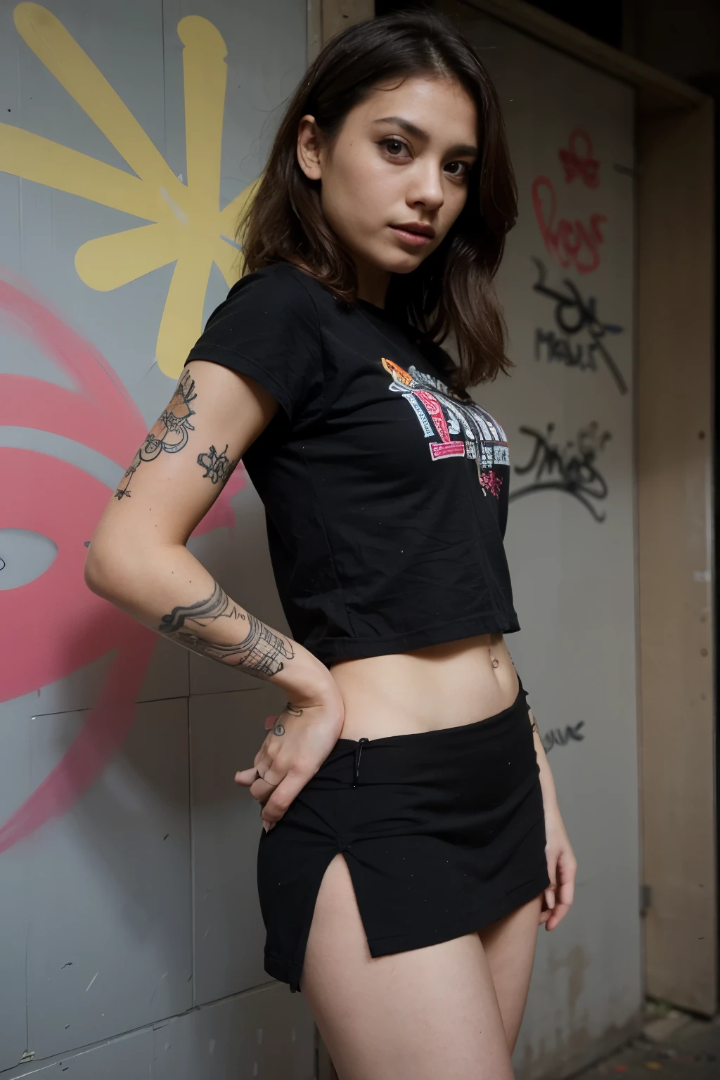 Graffiti, cartoon giant, tattoo designs, Thai fonts, colors, tattoo designs, Tiny black shirt short skirt