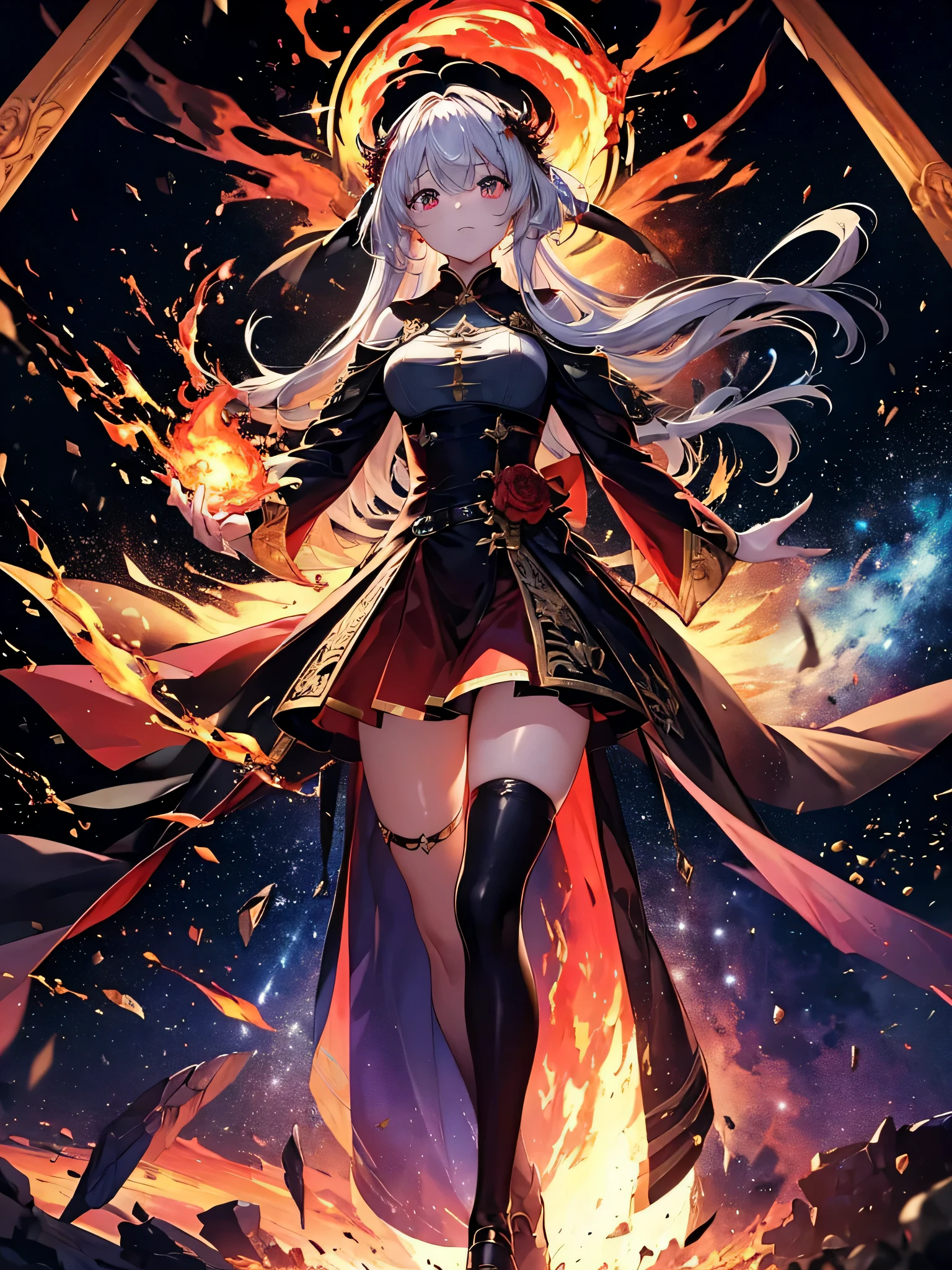 (((masterpiece)))、(((highest quality)))、((super detailed))、According to the contract、Follow me please、Overlord of Flame。come、Purification Flame、Great Sword of Flame。 fluttershy、Fire and brimstone through Sodom。turn sinners into dust of death。『Burning sky』