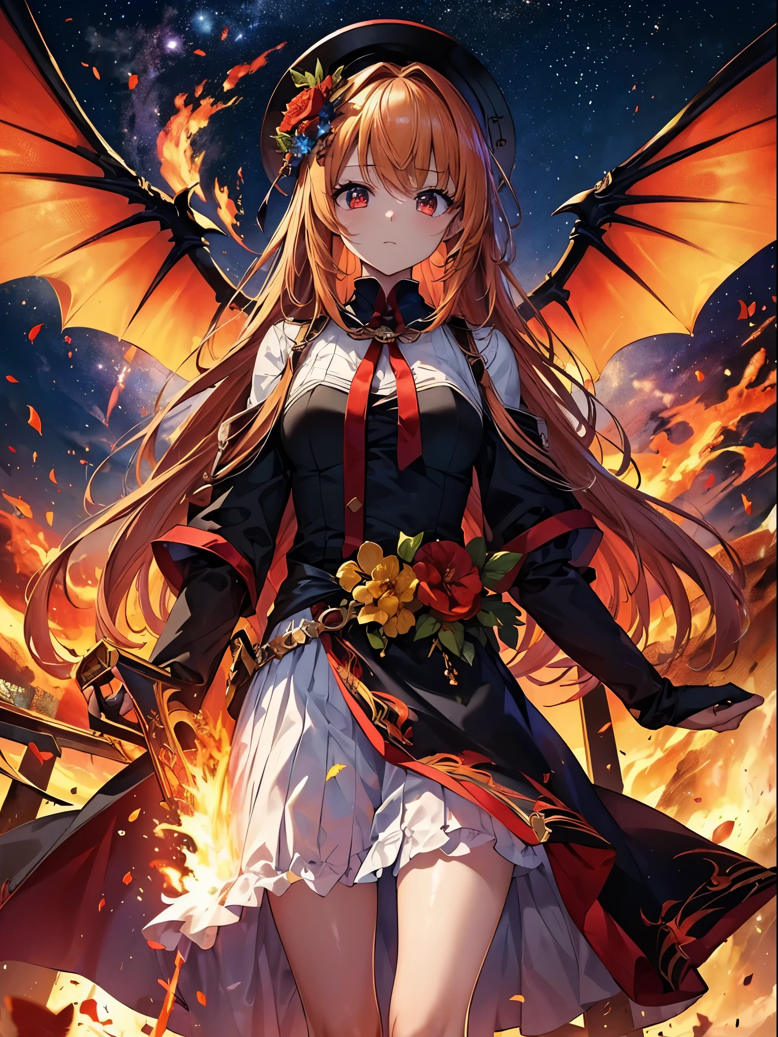 (((masterpiece)))、(((highest quality)))、((super detailed))、According to the contract、Follow me please、Overlord of Flame。come、Purification Flame、Great Sword of Flame。 fluttershy、Fire and brimstone through Sodom。turn sinners into dust of death。『Burning sky』