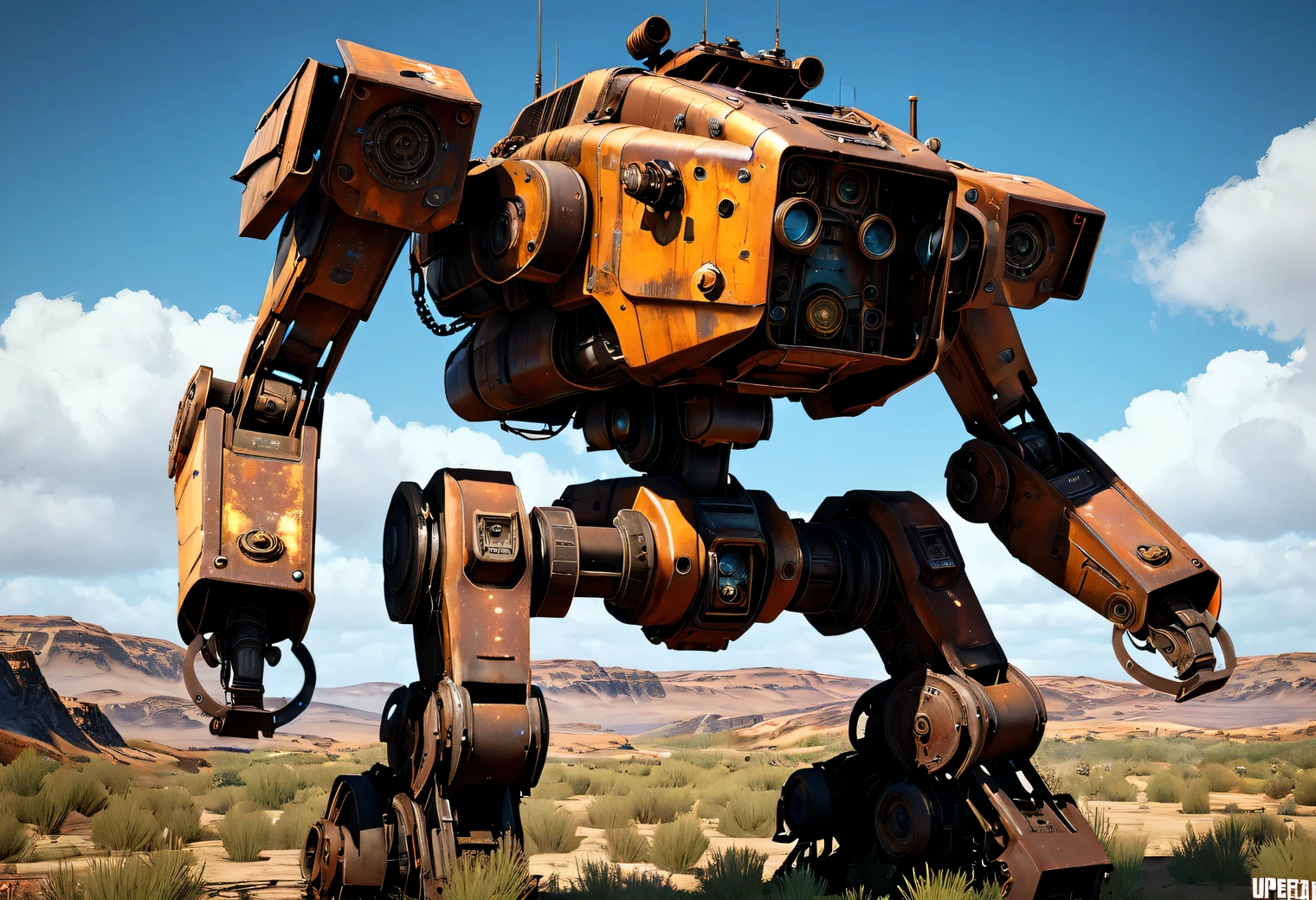 Old Wheeled Abandoned Mech is covered with rust and corrosion., old Wheeled Abandoned Mech, old abandoned and rusty Wheeled Abandoned Mech thrown into a scrap yard, Surreal sci-fi style, Unreal Engine5, Hyper-realistic sculpture of an Abandoned Mech, Realistic brush strokes, DAZ 3D, Glyphic, made of metal, Rust, Abandoned, old, destroyed by time, landfill, scrap metal, Realistic camera shooting, artistic photography, Realistic images, computer graphics, photorealistic high detail, overly detailed art of Wheeled Abandoned Mech, wheeled Abandoned Mech covered with rust and corrosion, ultra-detailed, photorealism, Ultra-realistic drawing of details, Stunningly realistic graphics, Very detailed photo, hyperrealistic render, photorealistic rendering, Highly realistic photography, landfill