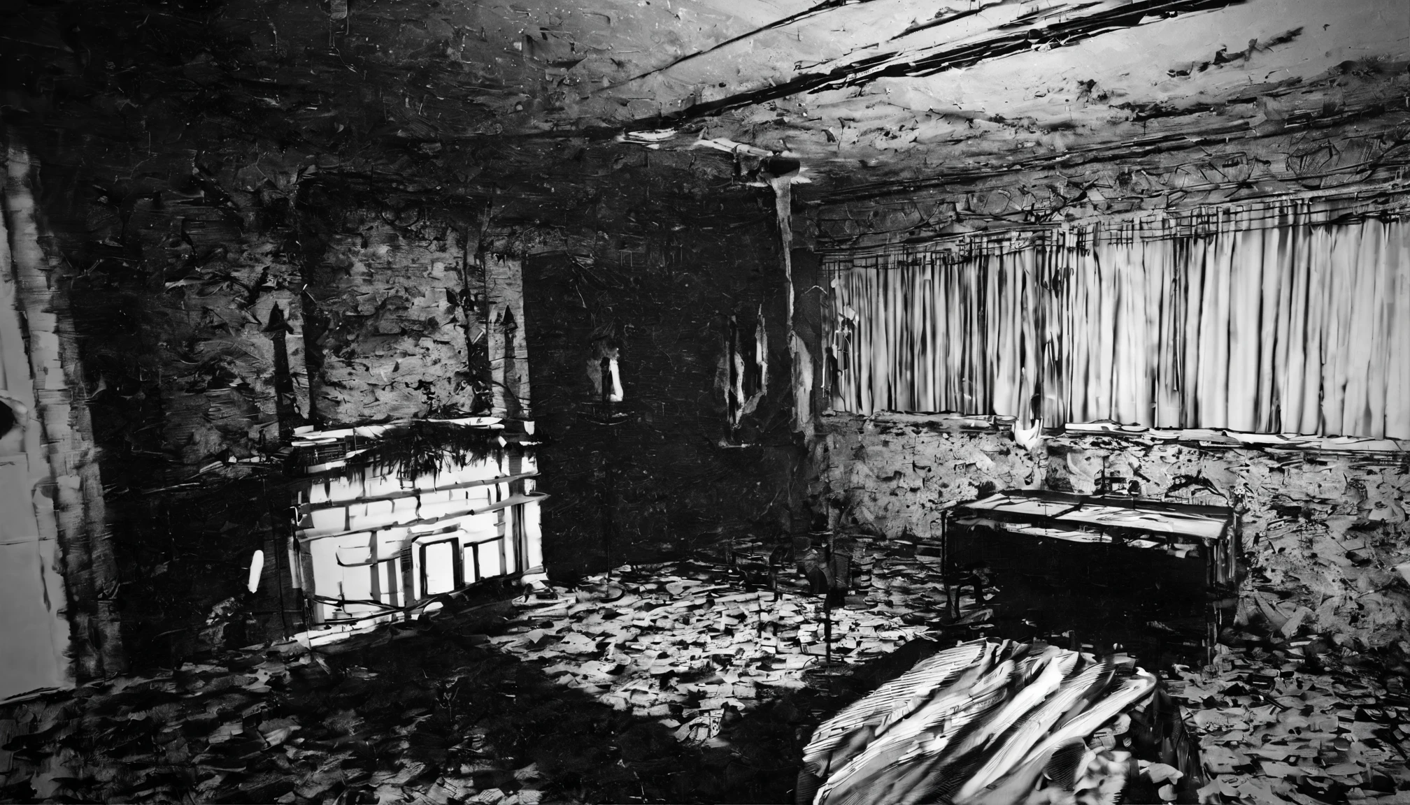 creepy apartment、horror style、night、