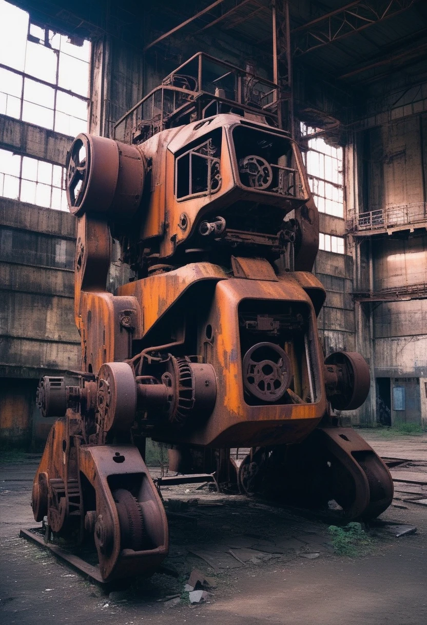 Deep inside an abandoned factory, a rusted mechanism was sleeping quietly. It used to protect the town, but now it has been forgotten. One day, a girl found the mecha.
