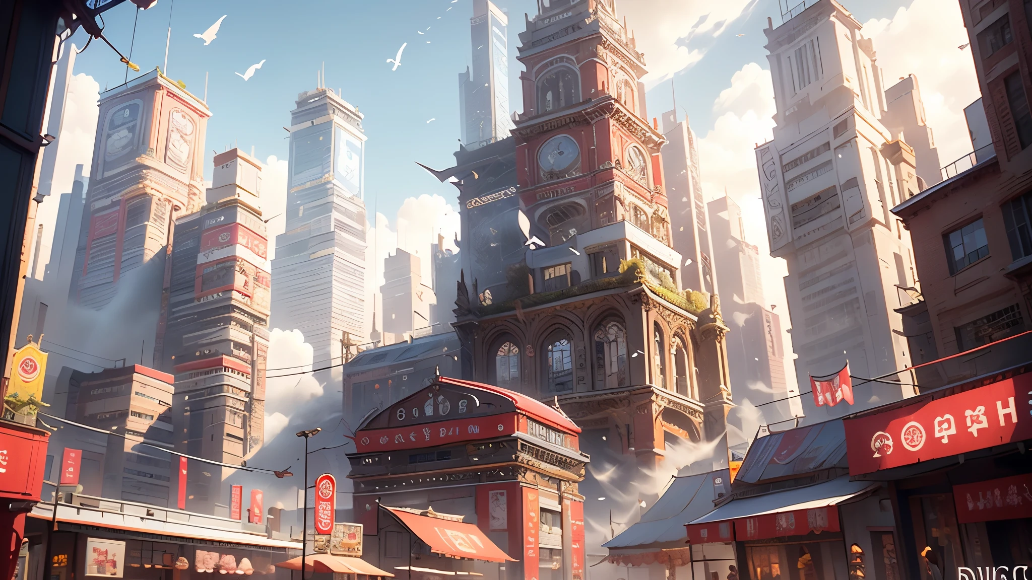 Bustling city market, People and stalls with different perspectives, Surrealism, rococo style, high detail, Contemporary art, cinematic lighting, chromatic aberration, god rays, ray tracing, from below, projected inset, UHD, masterpiece, ccurate, super detail, high details, high quality, award winning, best quality, highres, 4K