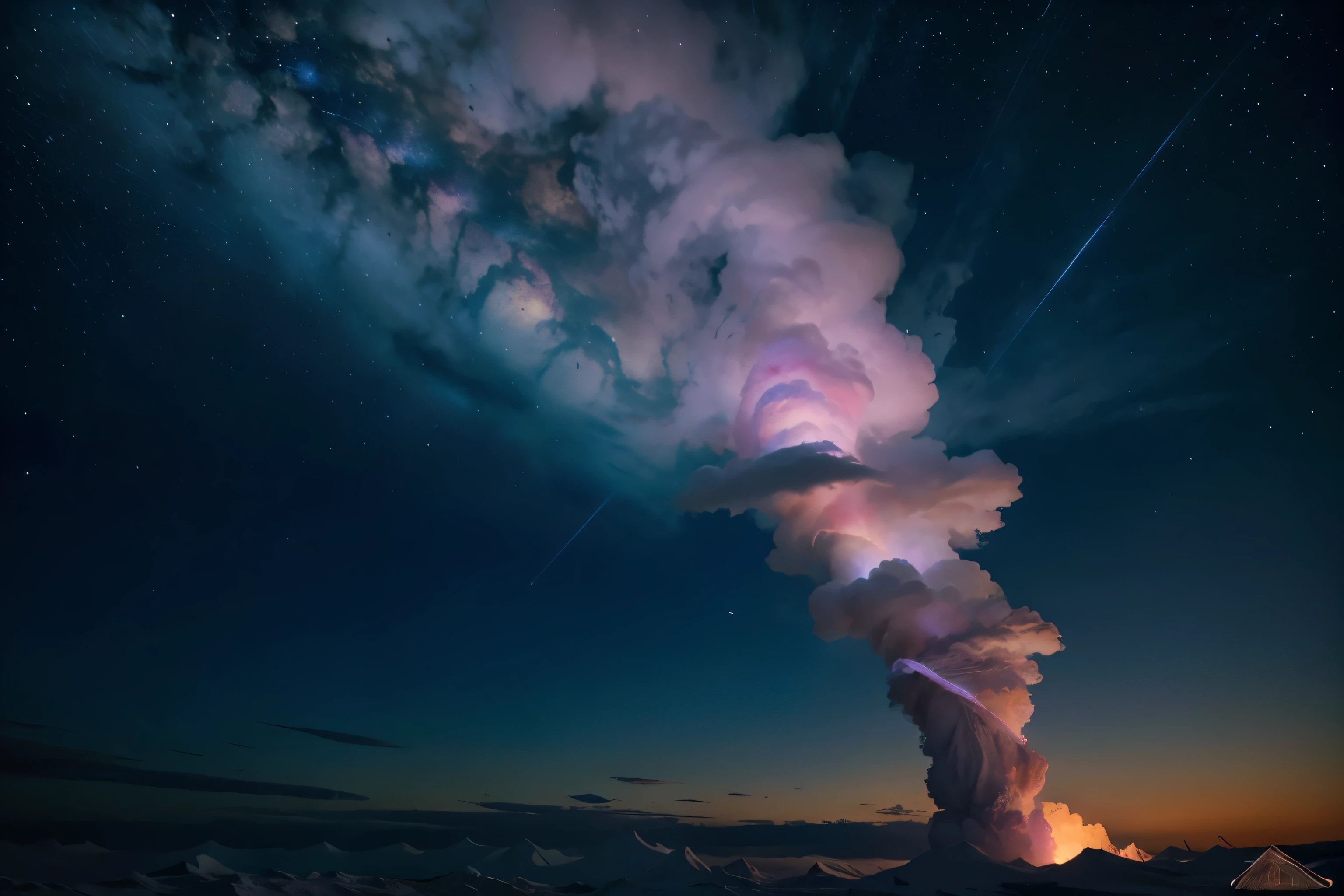 These ethereal polar stratospheric clouds are a stunning sight in the icy sky near the poles.. A glowing shade of pink., purple, and the blues swirl together in a mesmerizing dance., Create a bright, unique canvas.. In this stunning photograph, The clouds appear as if they were drawn by a master artist., Each subtle detail is captured perfectly.. The vivid colors seem to glow with light from within., They create a feeling of wonder and awe in those who stare at them.. It is truly a combination of natural beauty and artistic skill..