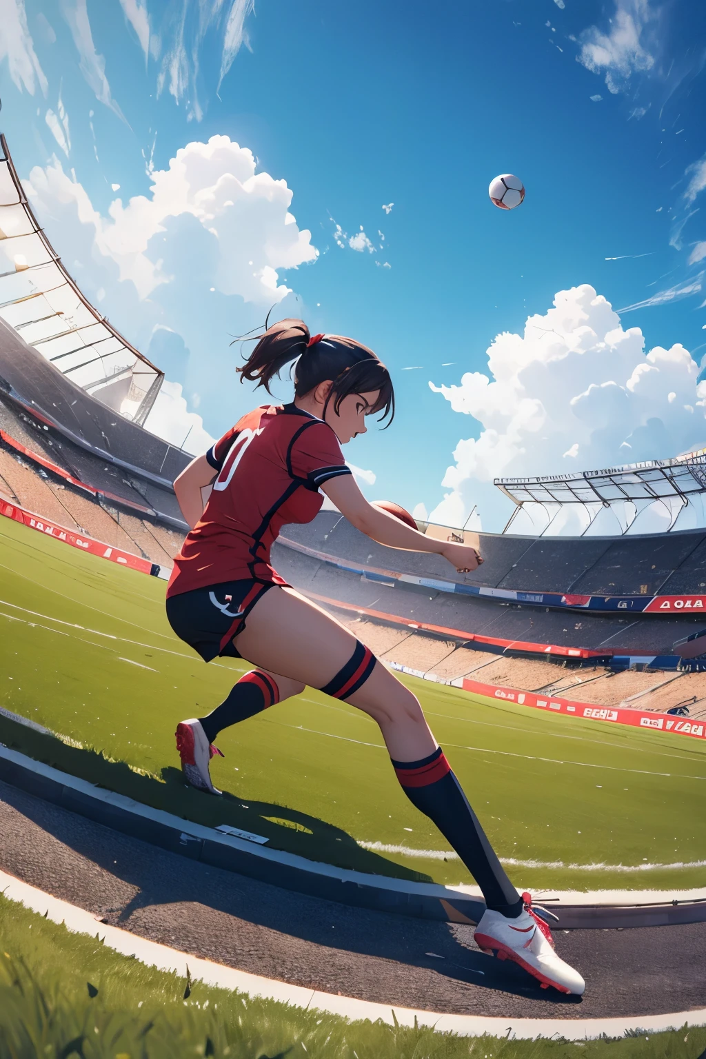 ((wide angle image)), women's football match