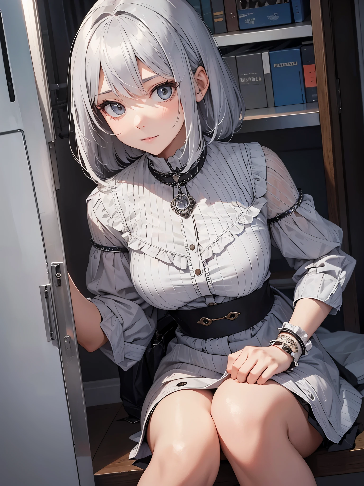 A mature girl, silver hair