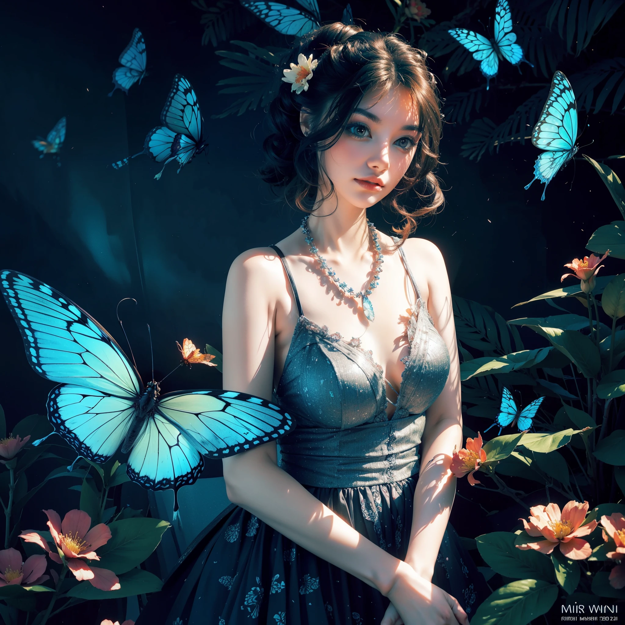 butterflies are flying around a spider web in the dark, 🌺 cgsociety, glowing butterflies, butterflies and sunrays, by Mike Winkelmann, beautiful gorgeous digital art, by Marie Bashkirtseff, full of glass. cgsociety, fairy cgsociety, butterfly lighting, by Cyril Rolando, very beautiful digital art, butterfly, beautiful digital art, beautiful!!! digital art