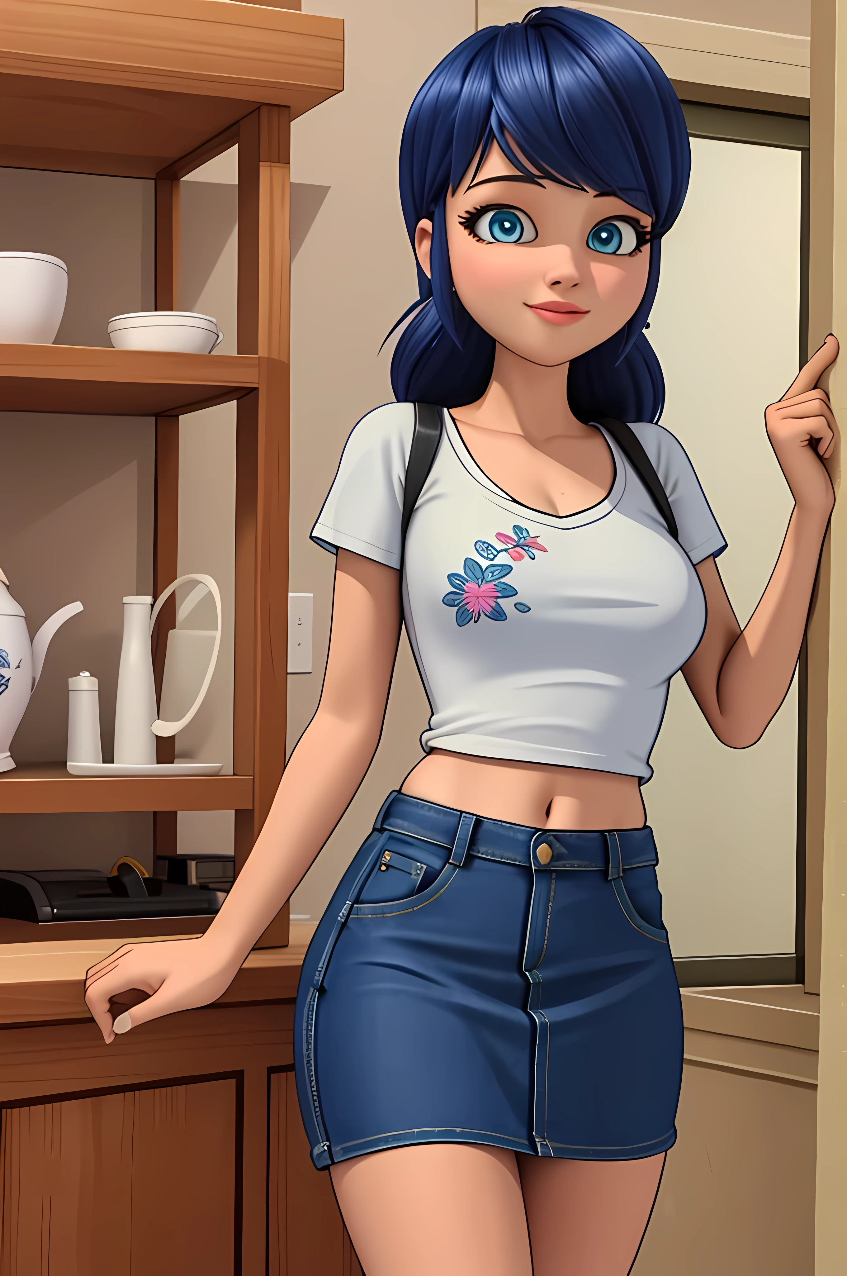 ((best quality)), ((highly detailed)), masterpiece, (detailed eyes, deep eyes), (1girl), dynamic angle, cowboy shot, mlprarity, woman, smile, looking at viewer, ((purple hair)), ((blue eyes)), (((50's polka dot dress))), housewife, pearl necklace, ((apron)), (indoor, kitchen), flashing breasts, ((exposed breasts, nipples)), graceful pose, realistic proportions, woman, cupping breasts, puckered lips, open shirt, rolled sleeves, american face, woman, glamorous, white blouse, pearl earrings, sitting on an easy chair, a line dress, lace lingerie
