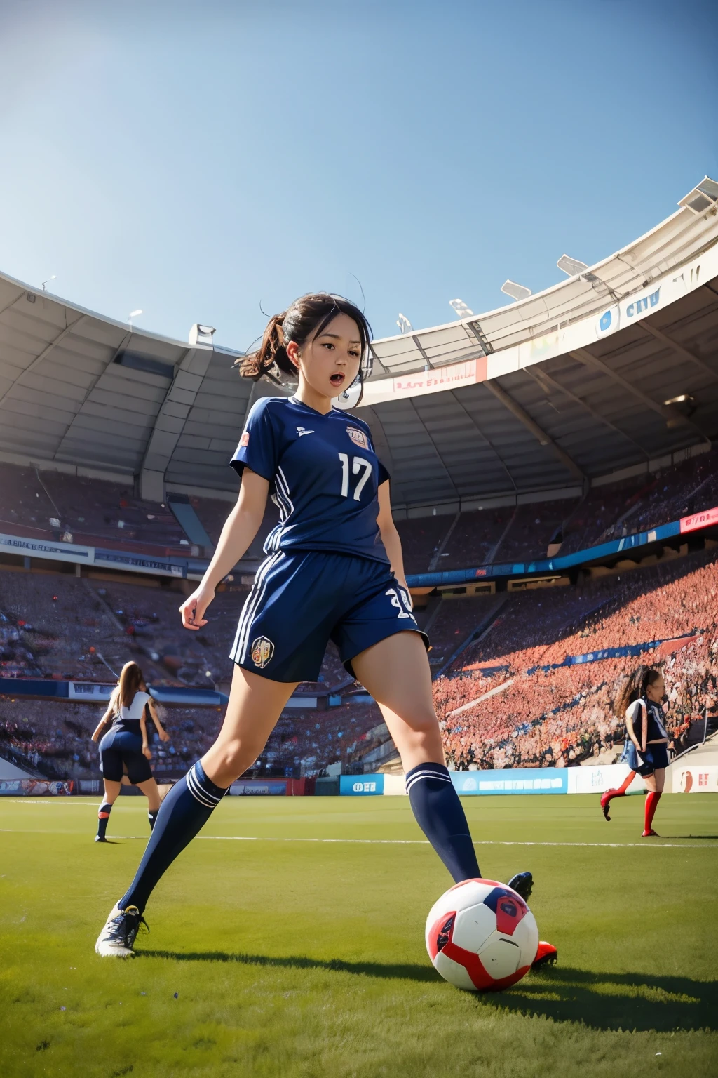 ((wide angle image)), women's football match