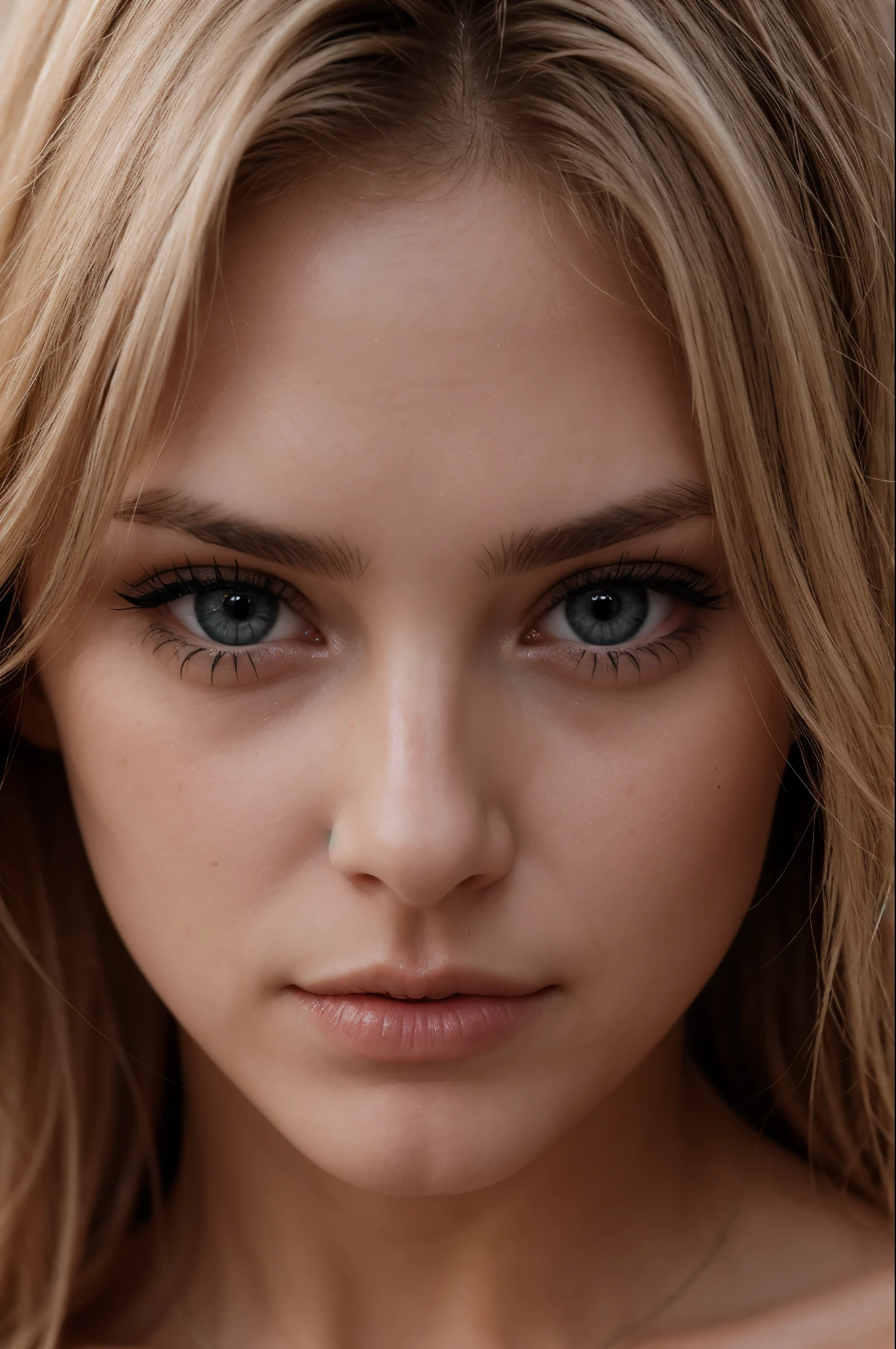 Close up dark shot photo of blonde hair with perfect eyes, 
 