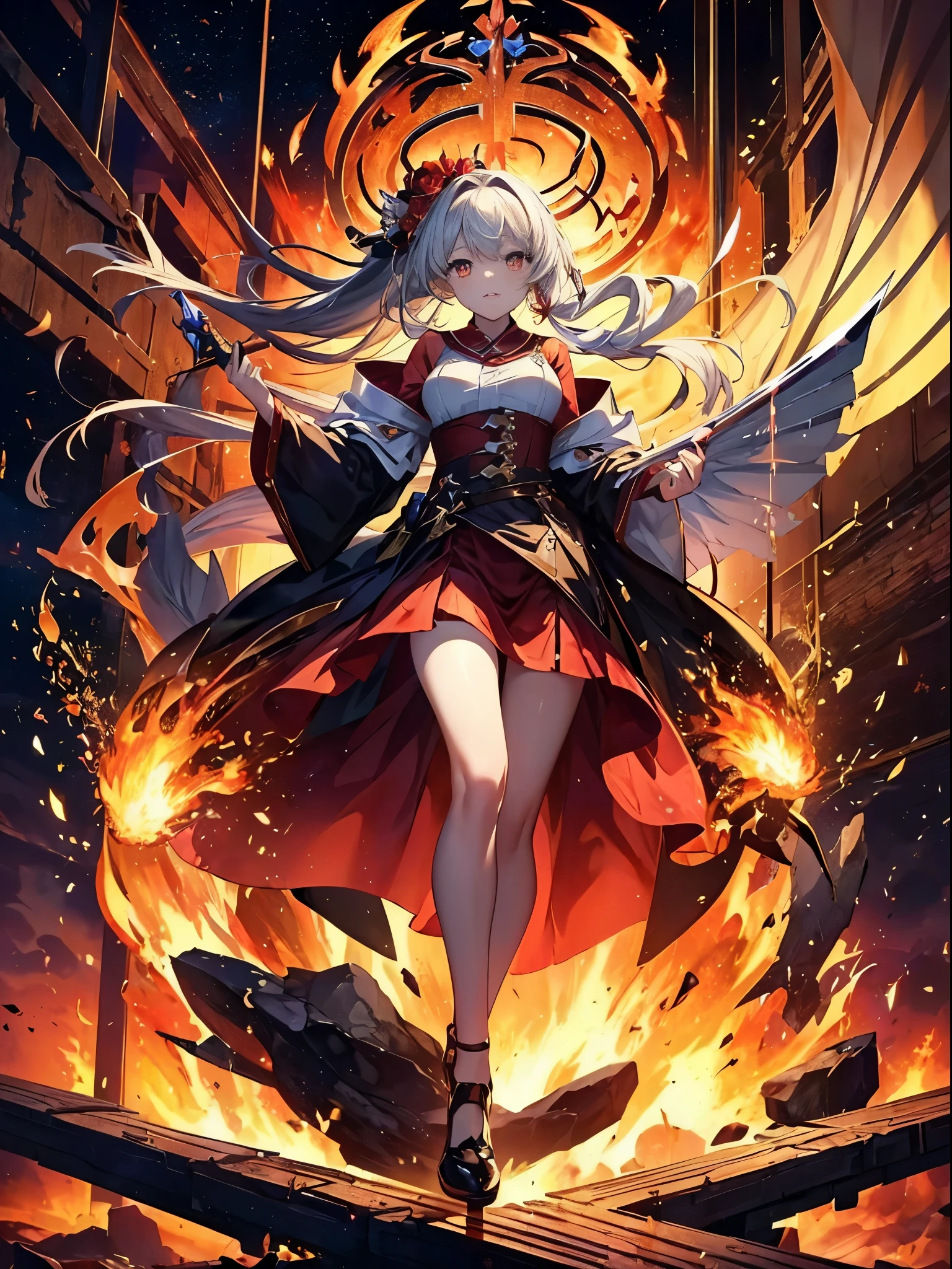 (((masterpiece)))、(((highest quality)))、((super detailed))、According to the contract、Follow me please、Overlord of Flame。come、Purification Flame、Great Sword of Flame。 fluttershy、Fire and brimstone through Sodom。turn sinners into dust of death。『Burning sky』