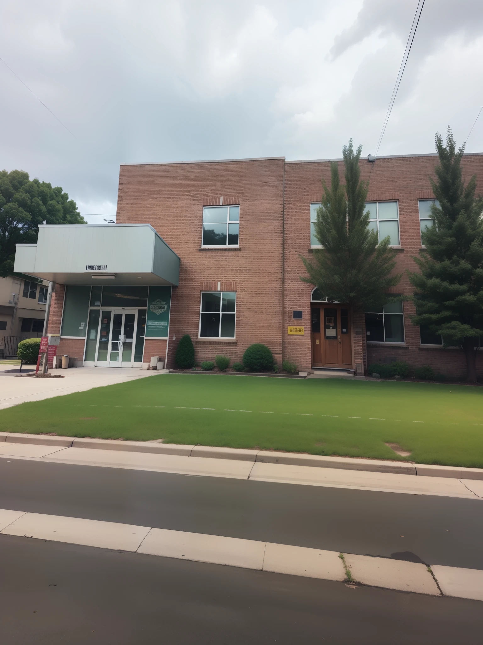 there is a building with a sign that says center street school gymnasium, center, exterior shot, exterior wide shot, central shot, street view, center straight composition, center spotlight, seen from outside, street level view, detailed zoom photo, local gym, view from across the street, exterior view, street corner, viewed from the side, exterior, centre image