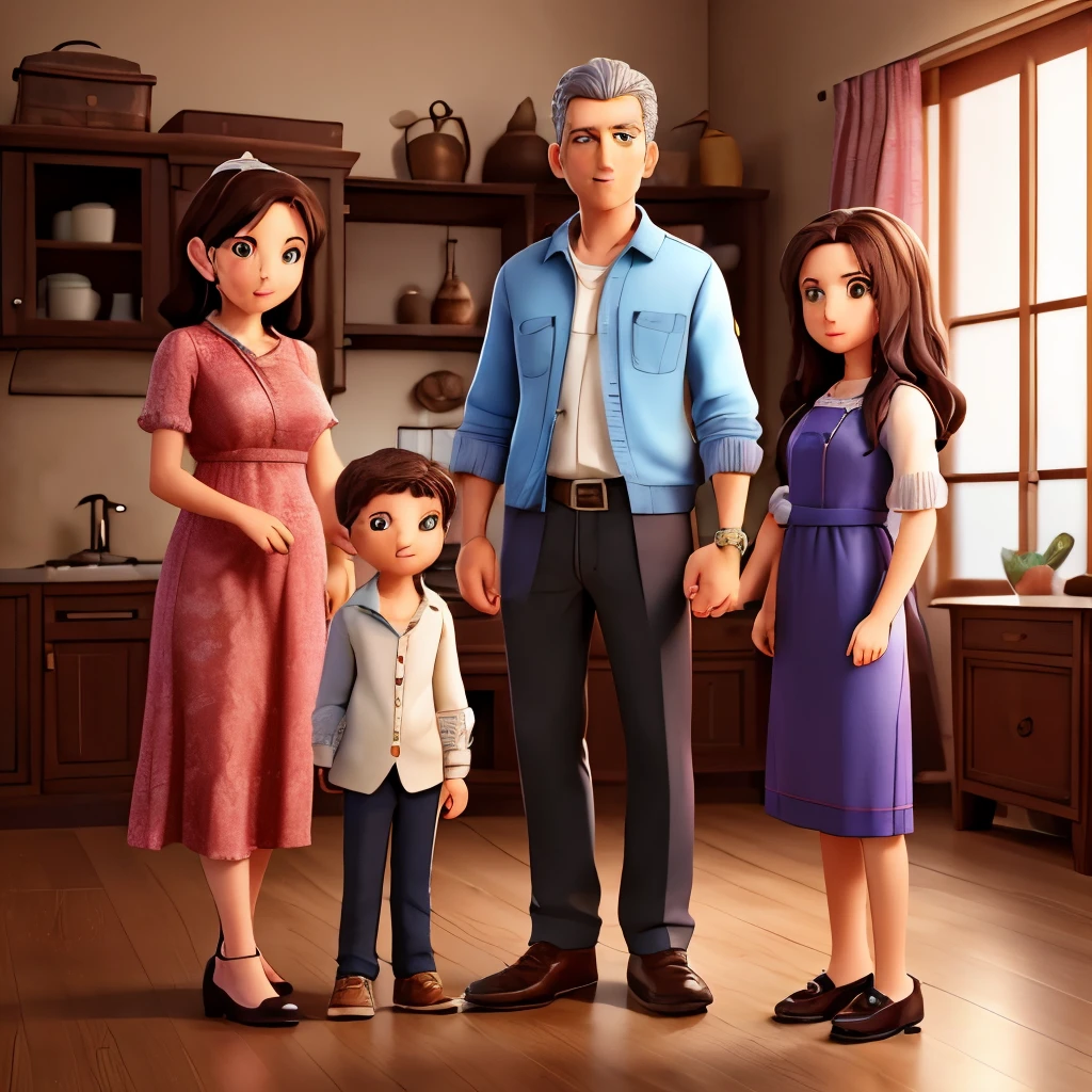 highest quality masterpiece high resolution 52 year old husband 44 year old wife 20-year-old daughter 18 year old son silver accessories I like accessoriey husband used to be naughty. owner-occupied house null 四people家族 Country life Former Yankee short hair men 4people