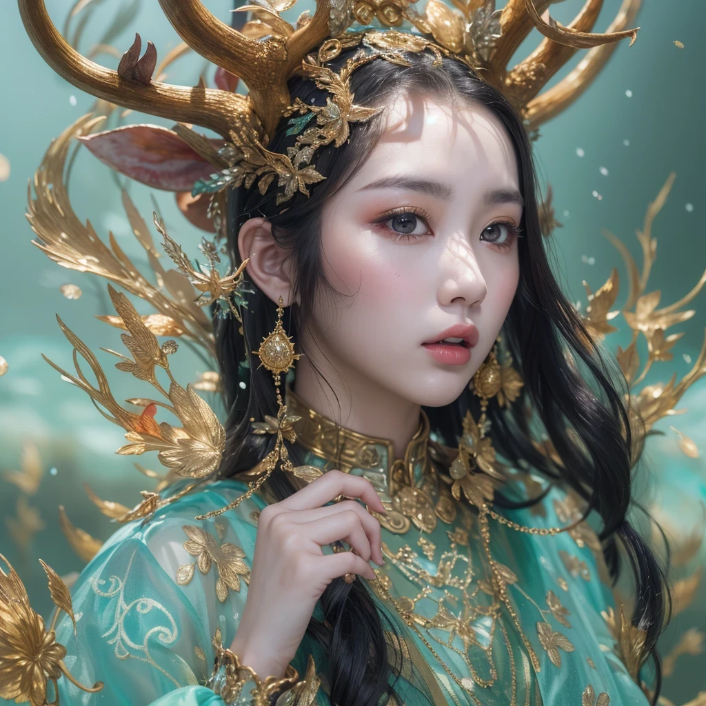 deer角飞天九尾浅蓝天师火焰毛deer星，novel，Torch Night Black Gold Orange Snake Print Silk Trousers，Rouge Diamond Tulle Sheer Lizard Print，Fat girl flying in space in the snow 1:900 miniatures，Front view，pure transparency，put on boxing gloves，佩戴金框反Light太阳镜，Panoramic super wide angle，very happy，Authentic and delicate texture，Strong visual impact，super detailed，dream girl，delicate face型，beautiful eyes，Hair floating in the air， cherry style，Zhou Xiaotong，crystal clear，Good sense of perspective，Light影效果，16KLight滑，surface reflected Light，flowing black hair，Water Goddess 32K，complicated，grace，Very detailed，Gorgeous，digital photography，Autumn Cowboy Shooting，Surrealism，broken ruby，defeat magic，Water magic entanglement，（masterpiece，Light，beautiful eyes：1.2），high dynamic range，void 5 energy storm，(china 1 girl，black eyes:1.5），rouge skin，发Light的皮肤，(sit on stone：1.5），delicate face，black hair，穿上Gorgeous金色铠甲，take off shoulders，deer，short skirt，beautiful golden armor，it&#39;it&#39;It&#39;s raining，beautiful，Don&#39;t look at the audience，Turn your back to the camera，masterpiece，side,side portrait close-up