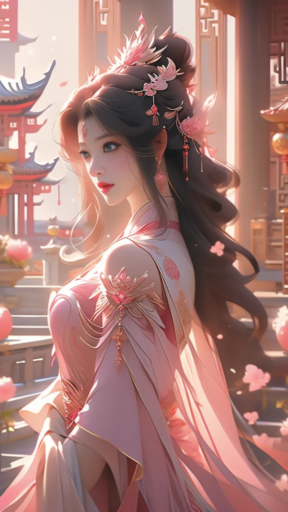 a woman in a pink dress standing next to a pink dragon, chinese fantasy, beautiful fantasy art, xianxia fantasy, very beautiful fantasy art, beautiful digital artwork, a beautiful fantasy empress, digital fantasy art ), amazing fantasy art, fantasy beautiful, breathtaking fantasy art, beautiful fantasy art portrait, dragon girl, ((a beautiful fantasy empress)), fantasy art style