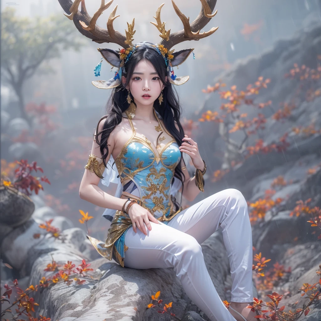 deity,freya,warrior outfit,cow,meadow,ฝูงcow,waterfall,Treasure chest,richness,