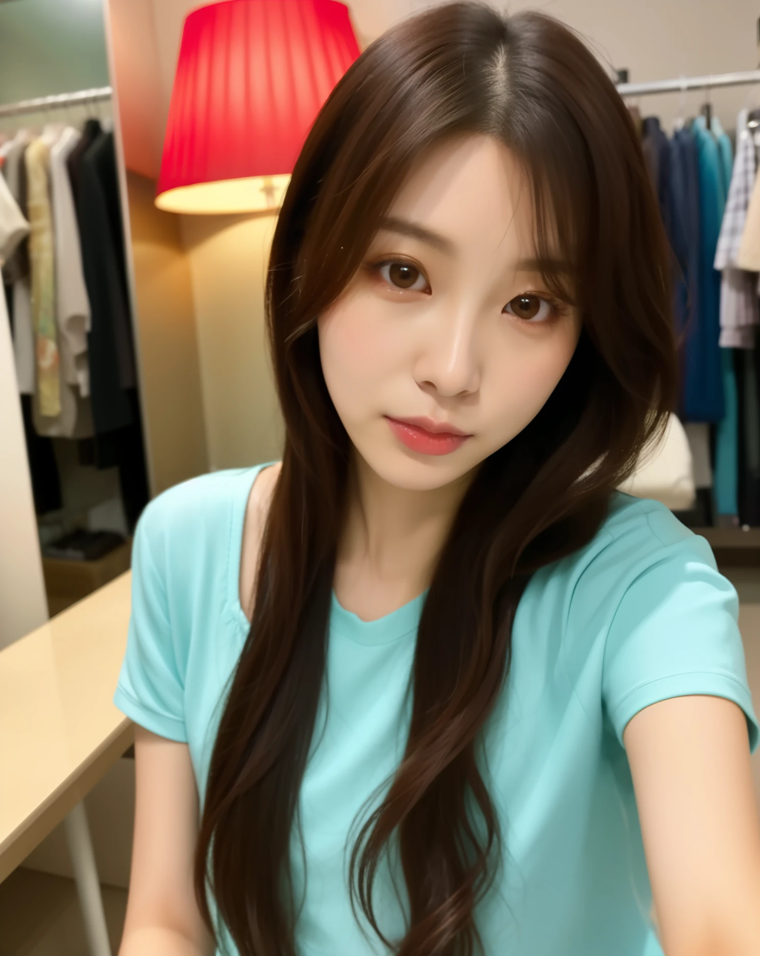 there is a woman that is taking a selfie in a mirror, korean girl, sun yunjoo, heonhwa choe, beautiful south korean woman, jaeyeon nam, korean woman, 2 7 years old, sakimichan, Yoshitomo Nara, 2 8 years old, lee ji-eun, lee ji - eun