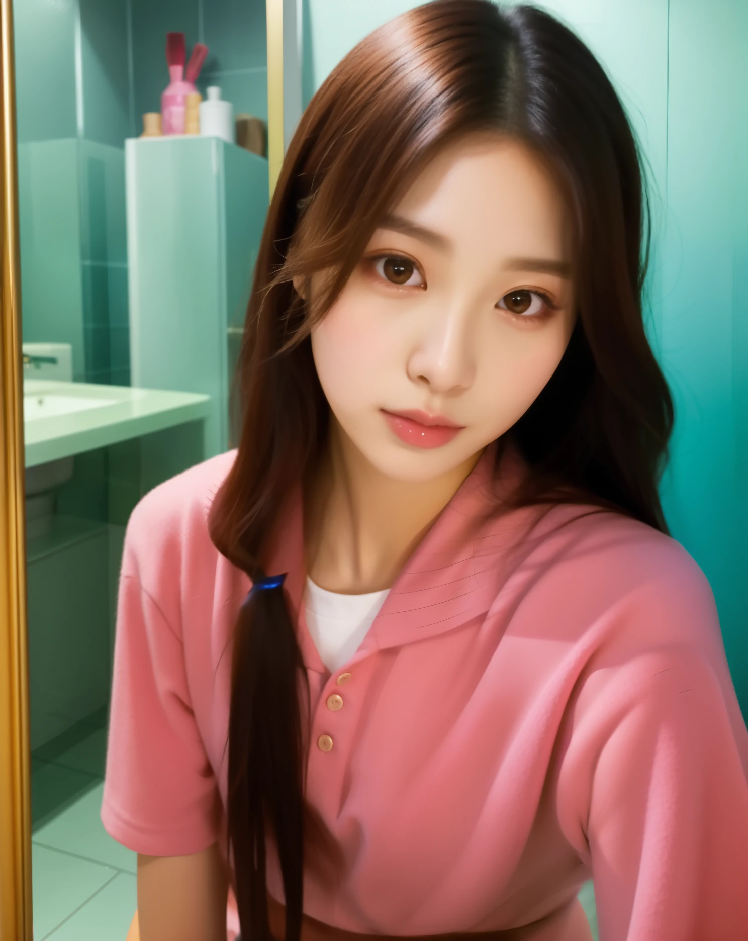 there is a woman that is taking a selfie in a mirror, korean girl, sun yunjoo, heonhwa choe, beautiful south korean woman, jaeyeon nam, korean woman, 2 7 years old, sakimichan, Yoshitomo Nara, 2 8 years old, lee ji-eun, lee ji - eun