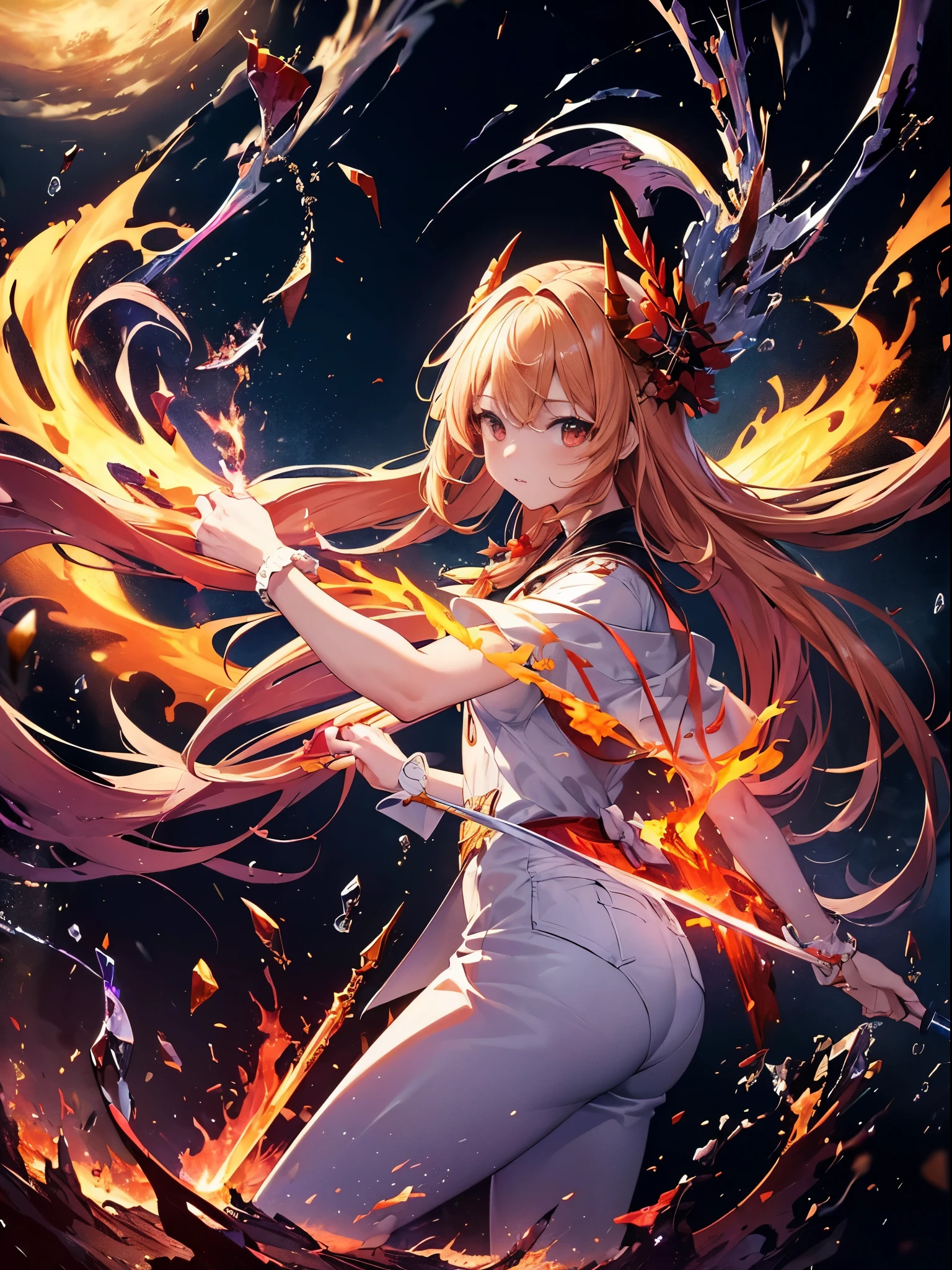 (((masterpiece)))、(((highest quality)))、((Super detailed))、According to the contract、Please go here、Overlord of Flame。come、Purification Flame、Great Sword of Flame。
	fluttershy、Fire and brimstone through Sodom。Turning sinners into the dust of death。『Burning sky』